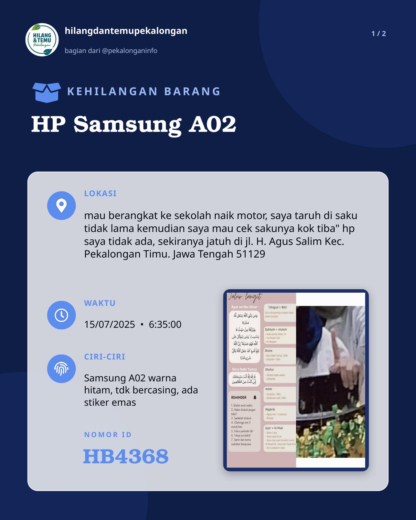 Slide 1 laporan HP Samsung A02