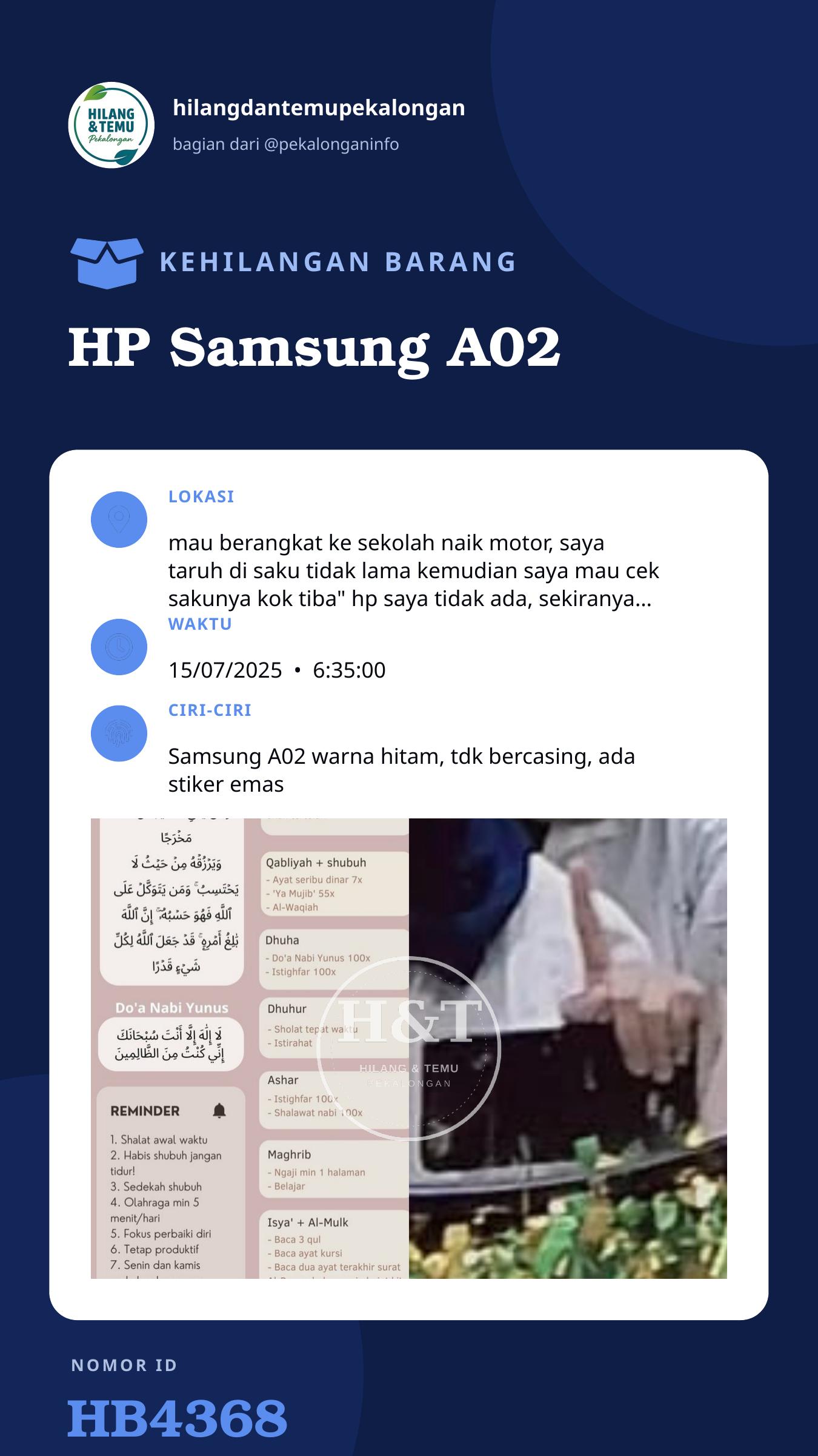 Story 9:16 laporan HP Samsung A02