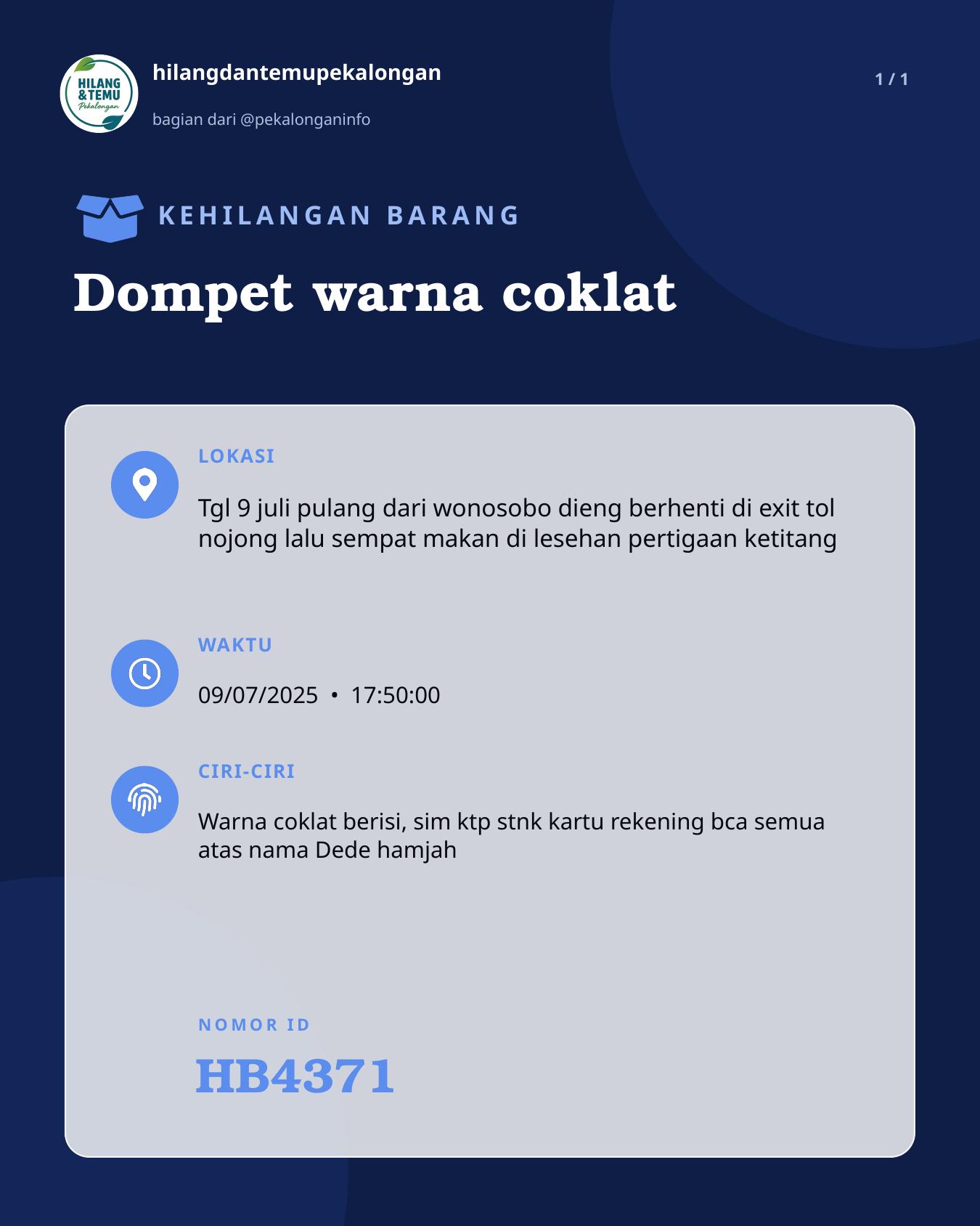 Slide laporan Dompet warna coklat (HB4371)