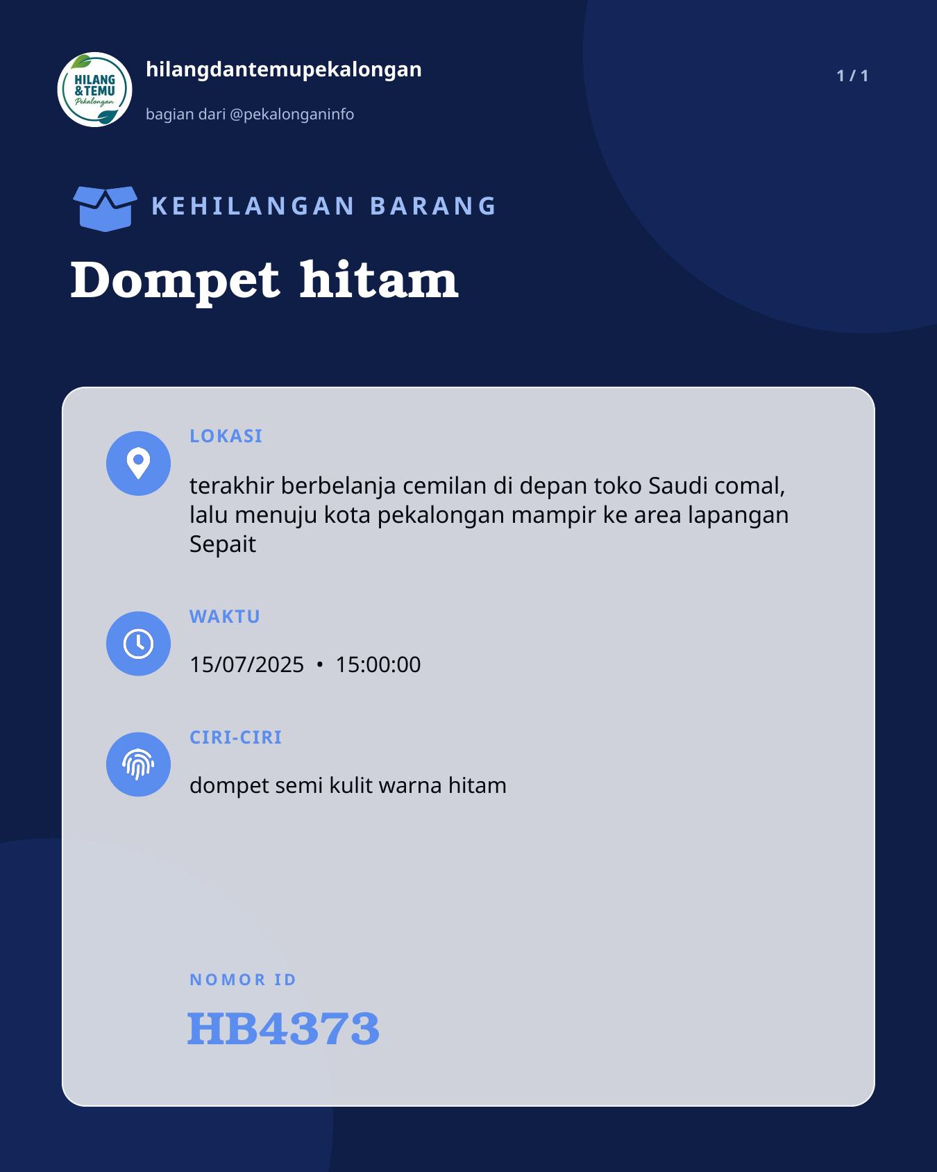 Slide laporan Dompet hitam (HB4373)