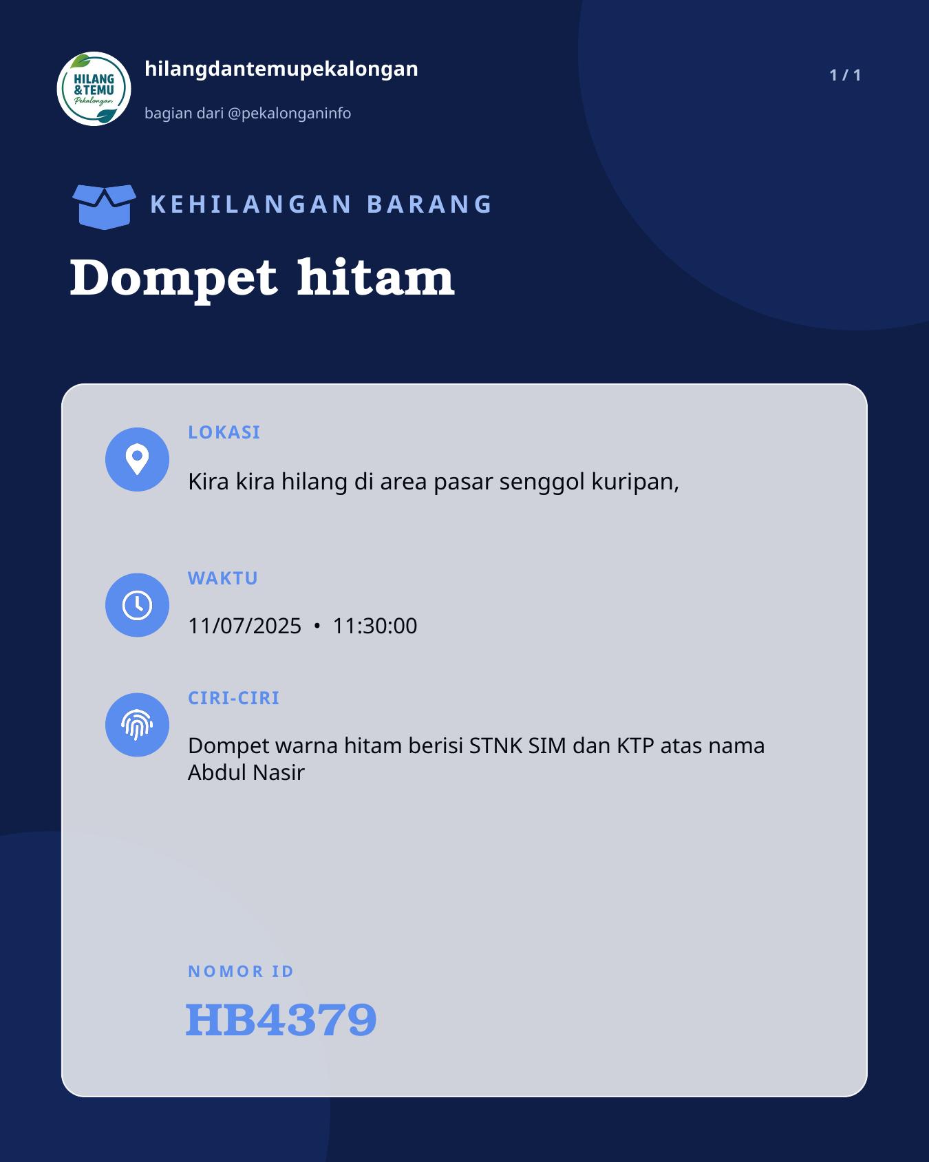 Slide laporan Dompet hitam (HB4379)