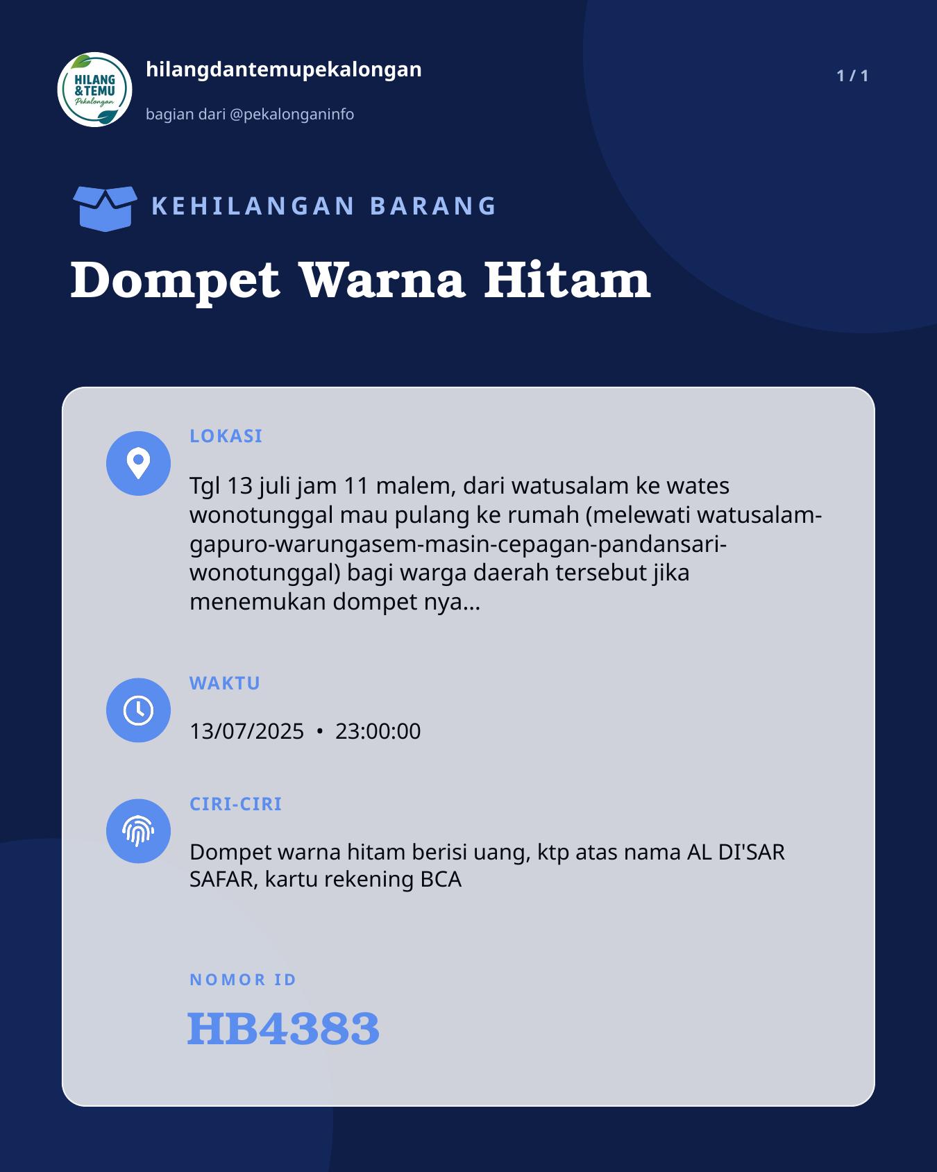 Slide laporan Dompet Warna Hitam (HB4383)