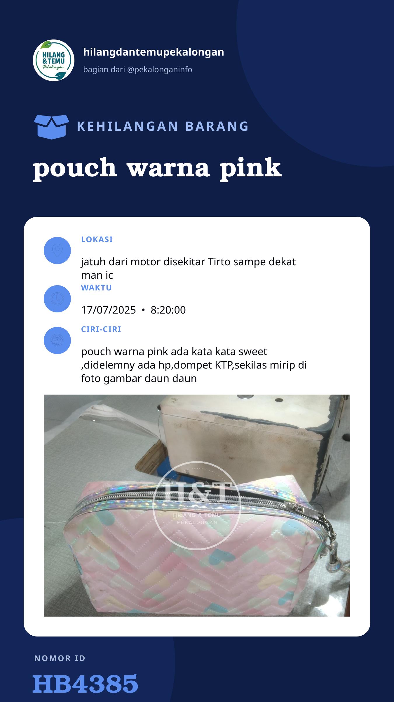 Story 9:16 laporan pouch warna pink
