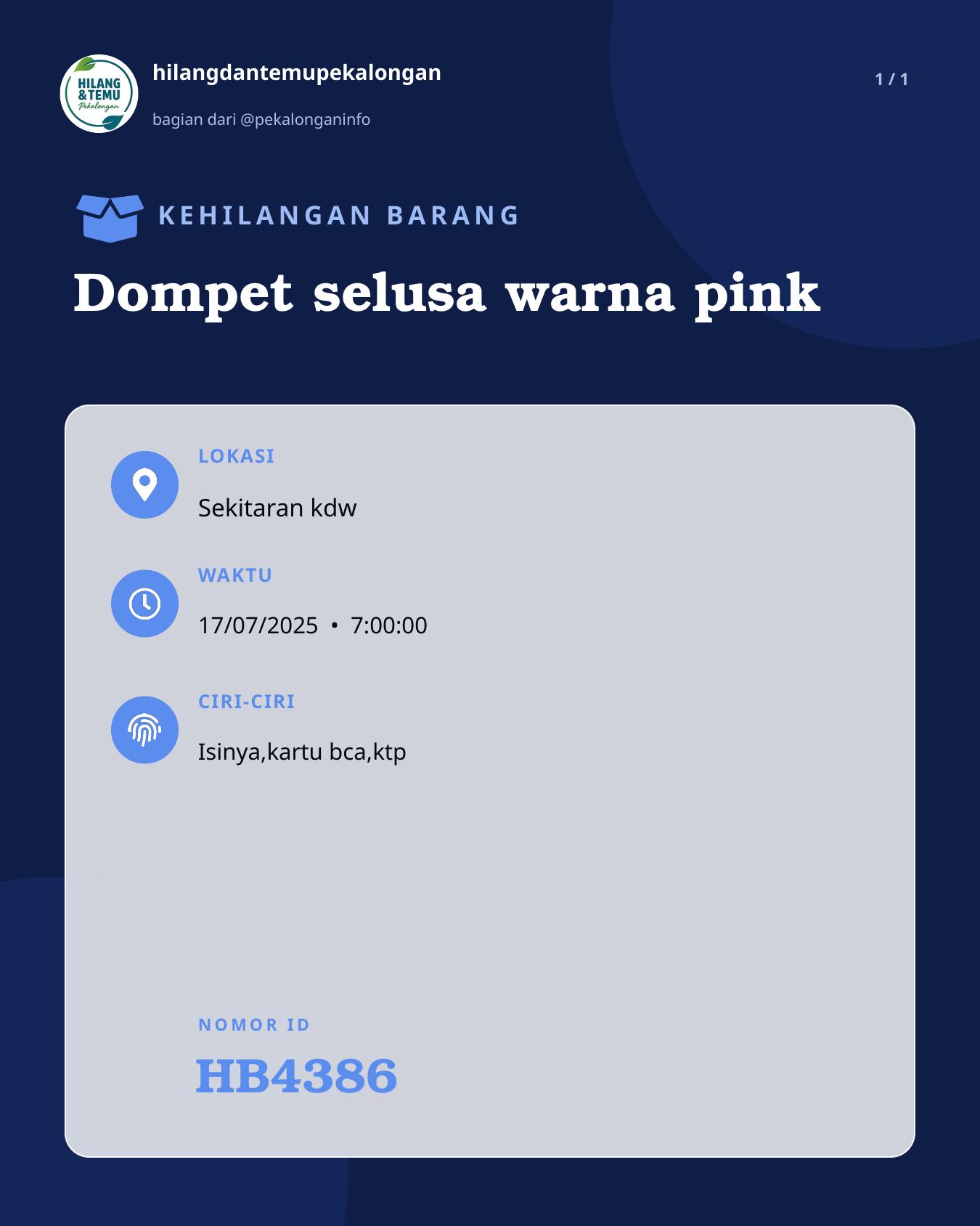 Slide laporan Dompet selusa warna pink (HB4386)