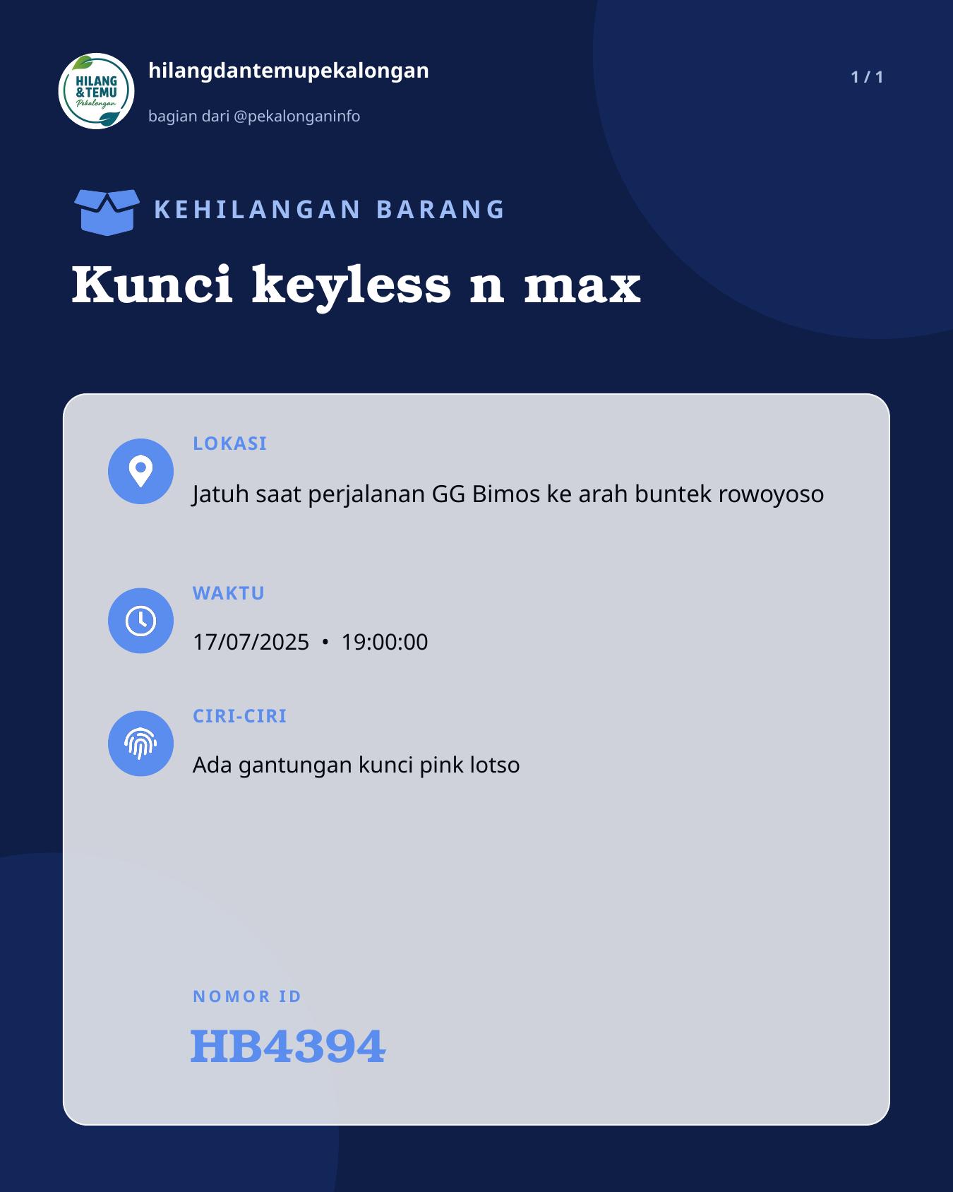 Slide laporan Kunci keyless n max (HB4394)