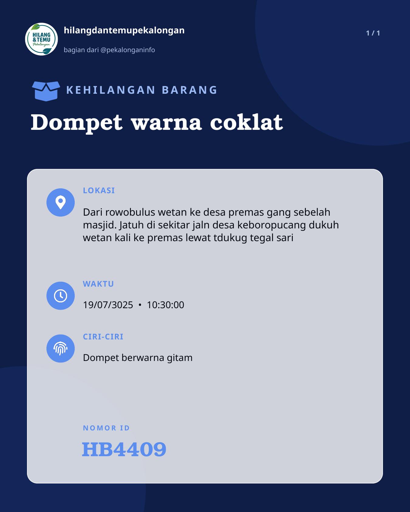 Slide laporan Dompet warna coklat (HB4409)