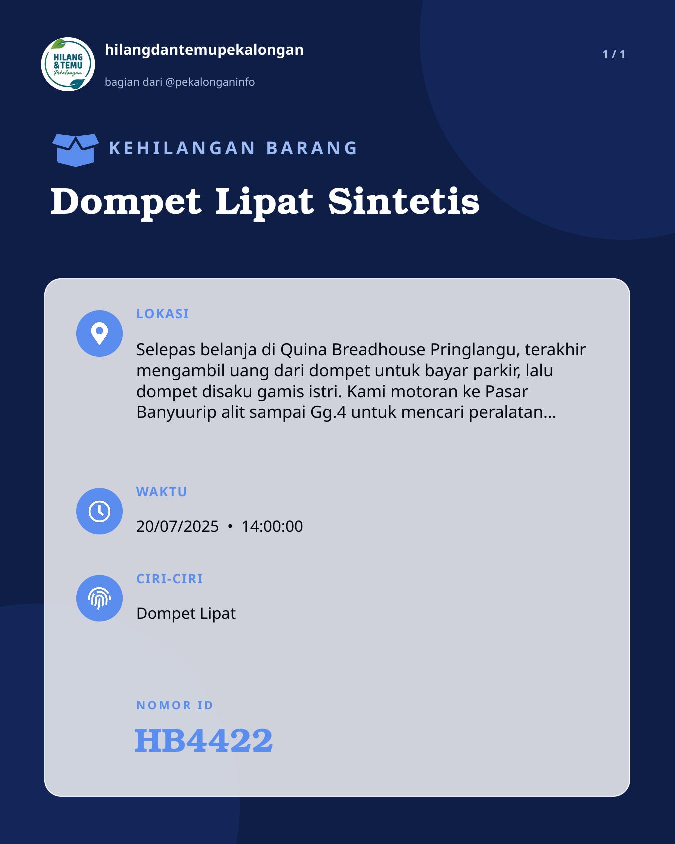 Slide laporan Dompet Lipat Sintetis (HB4422)