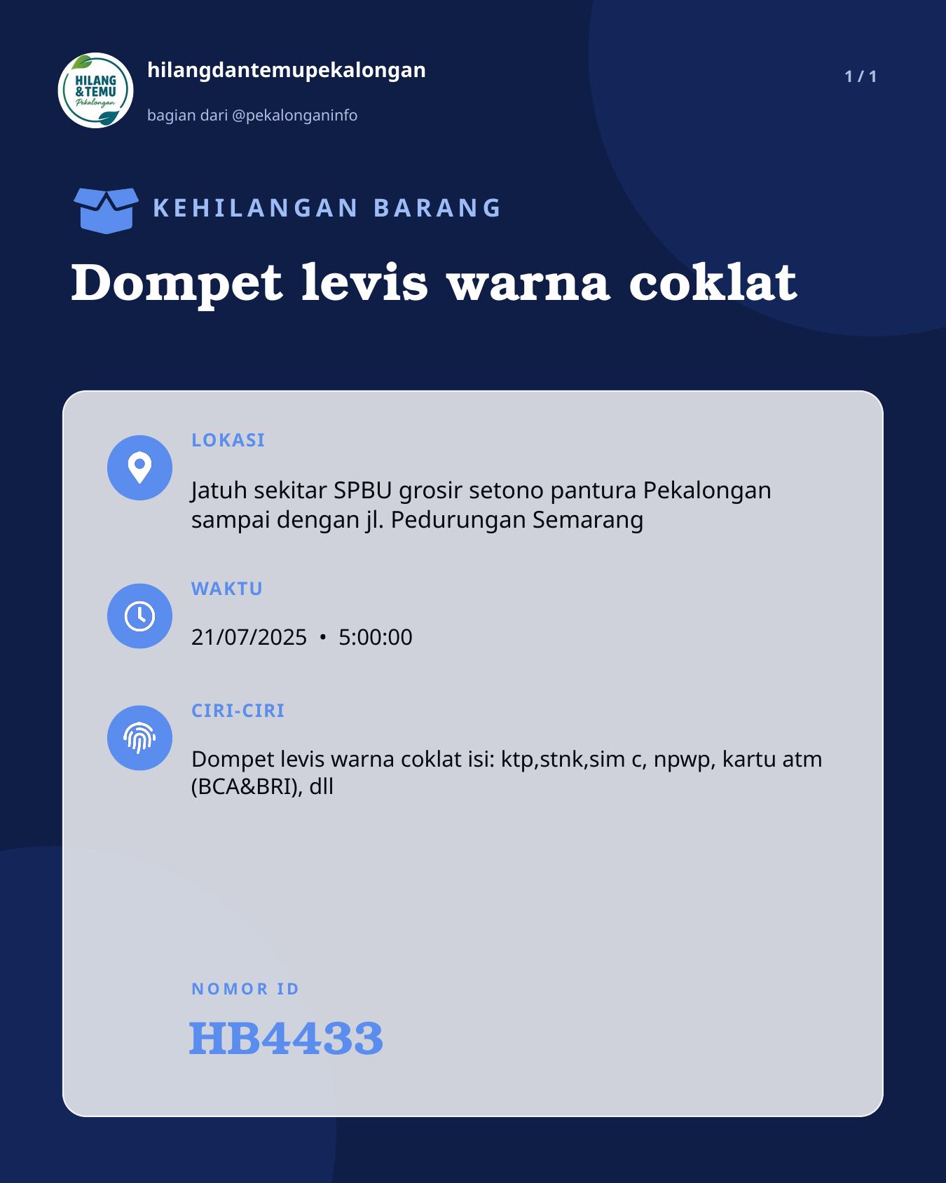 Slide laporan Dompet levis warna coklat (HB4433)