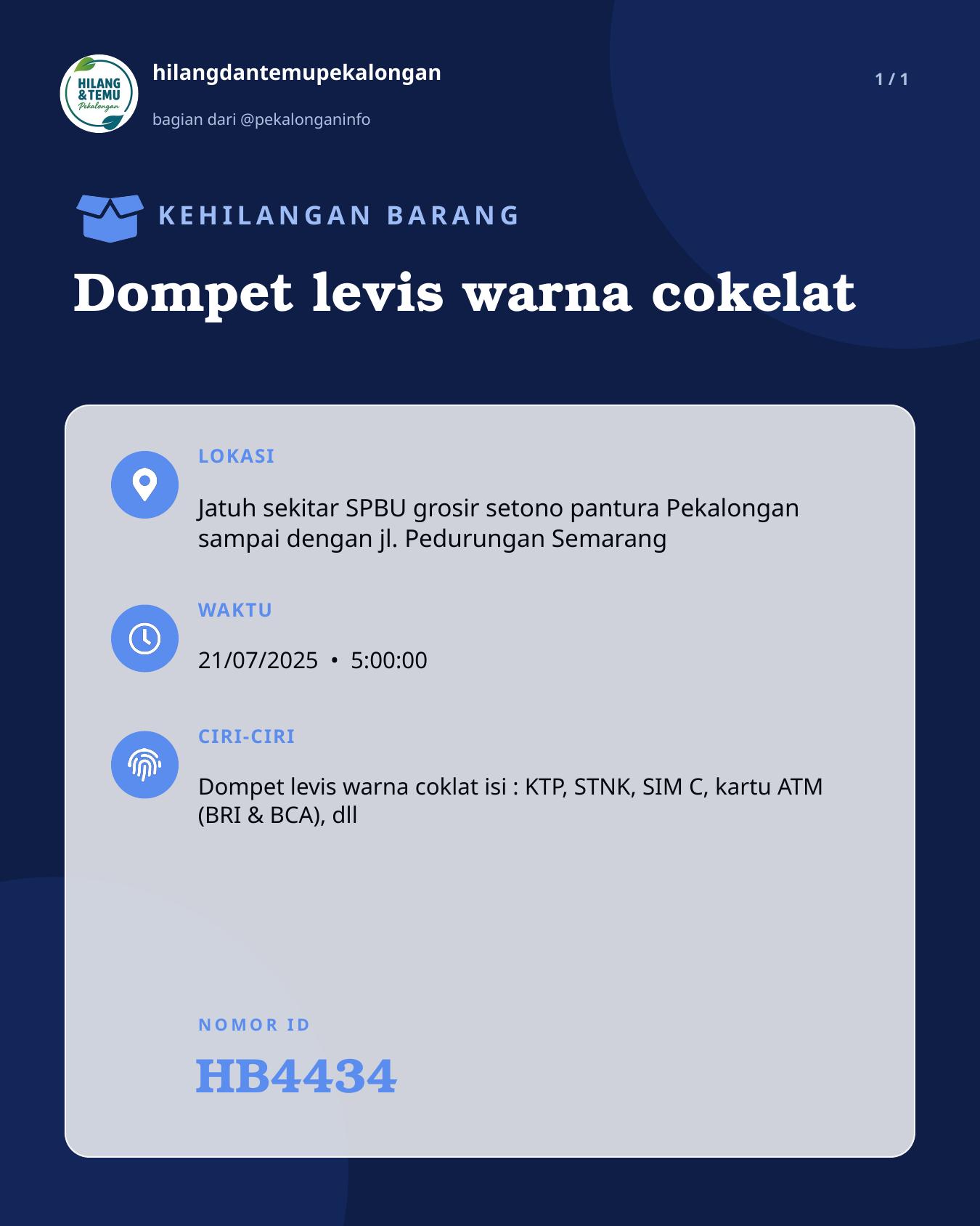 Slide laporan Dompet levis warna cokelat (HB4434)