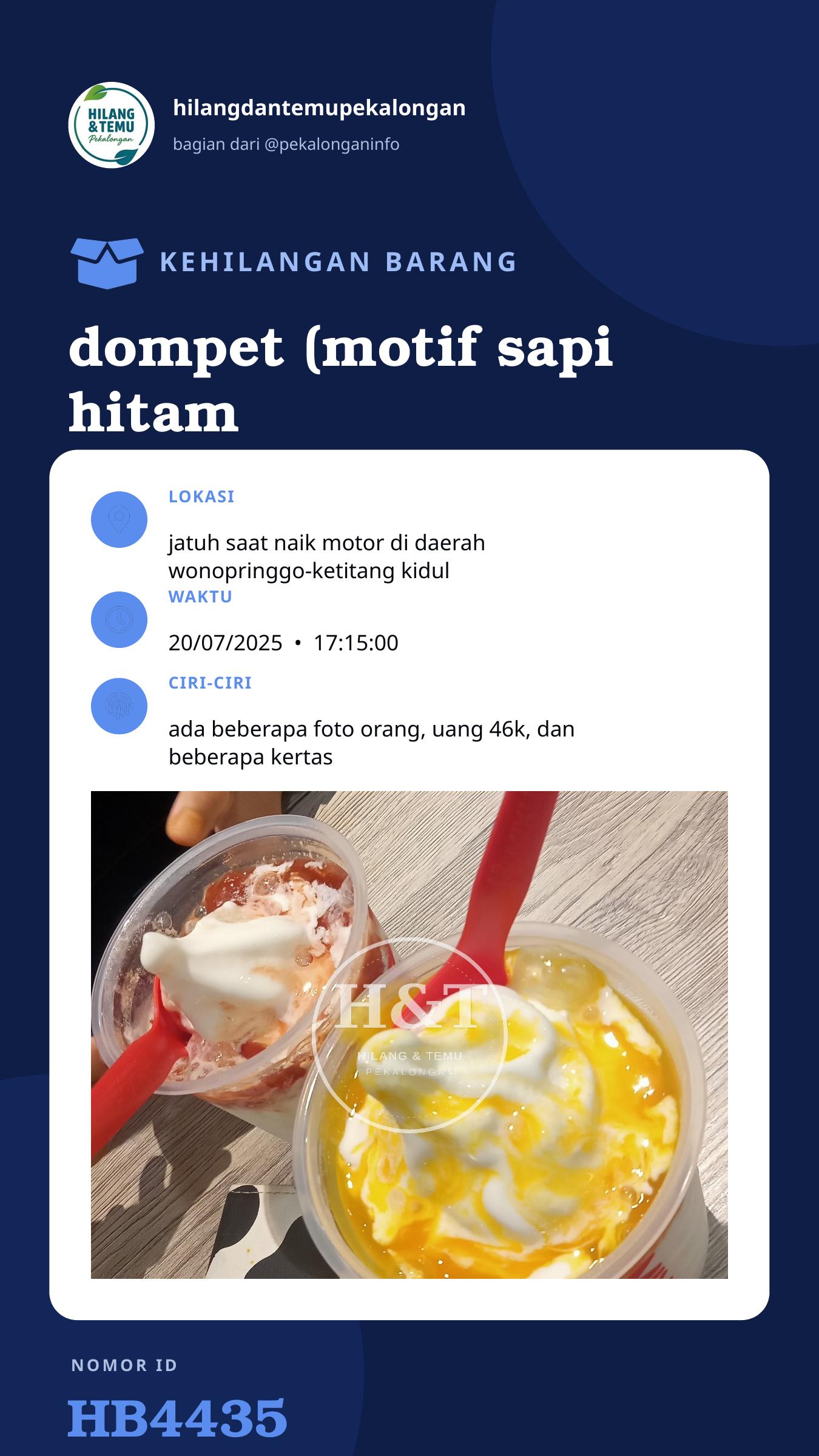 Story 9:16 laporan dompet (motif sapi hitam putih)