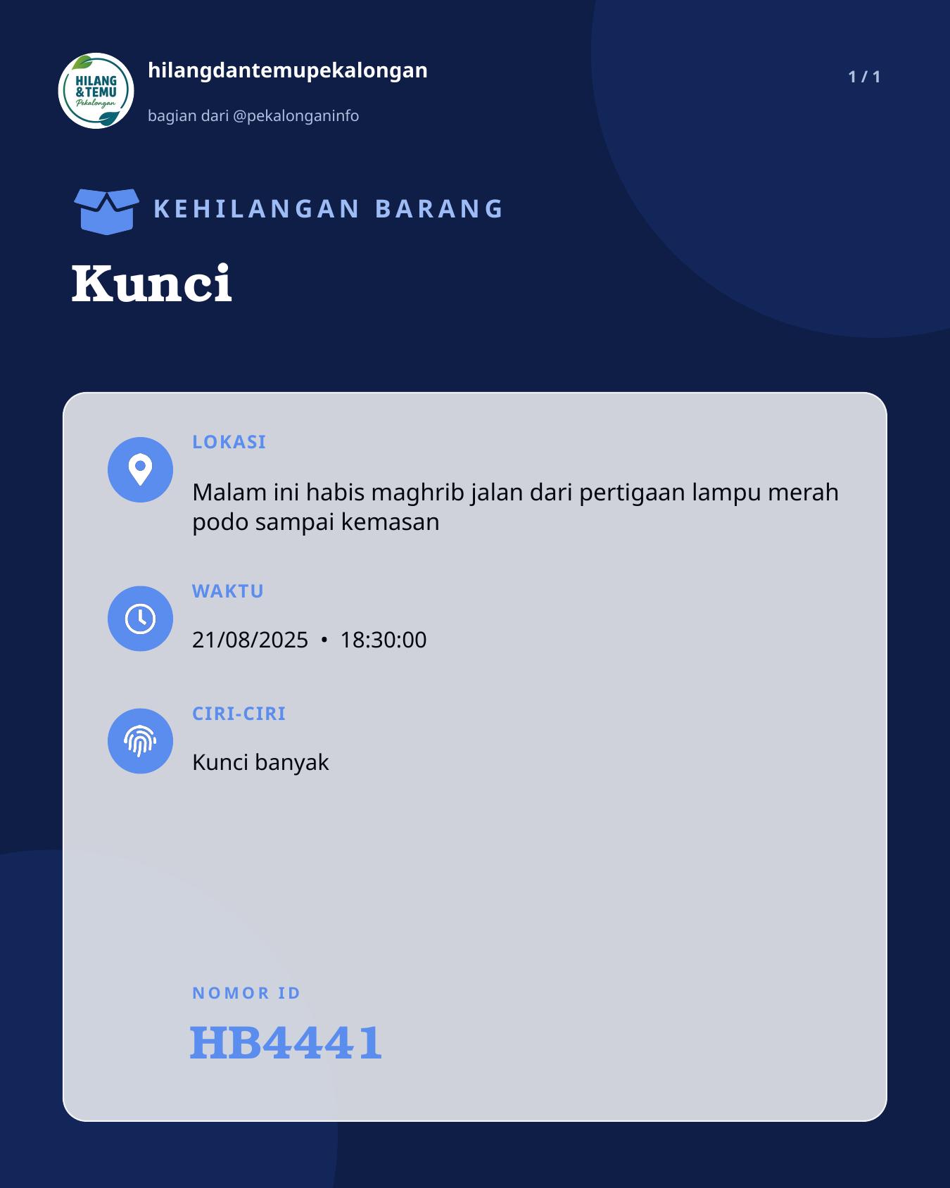 Slide laporan Kunci (HB4441)