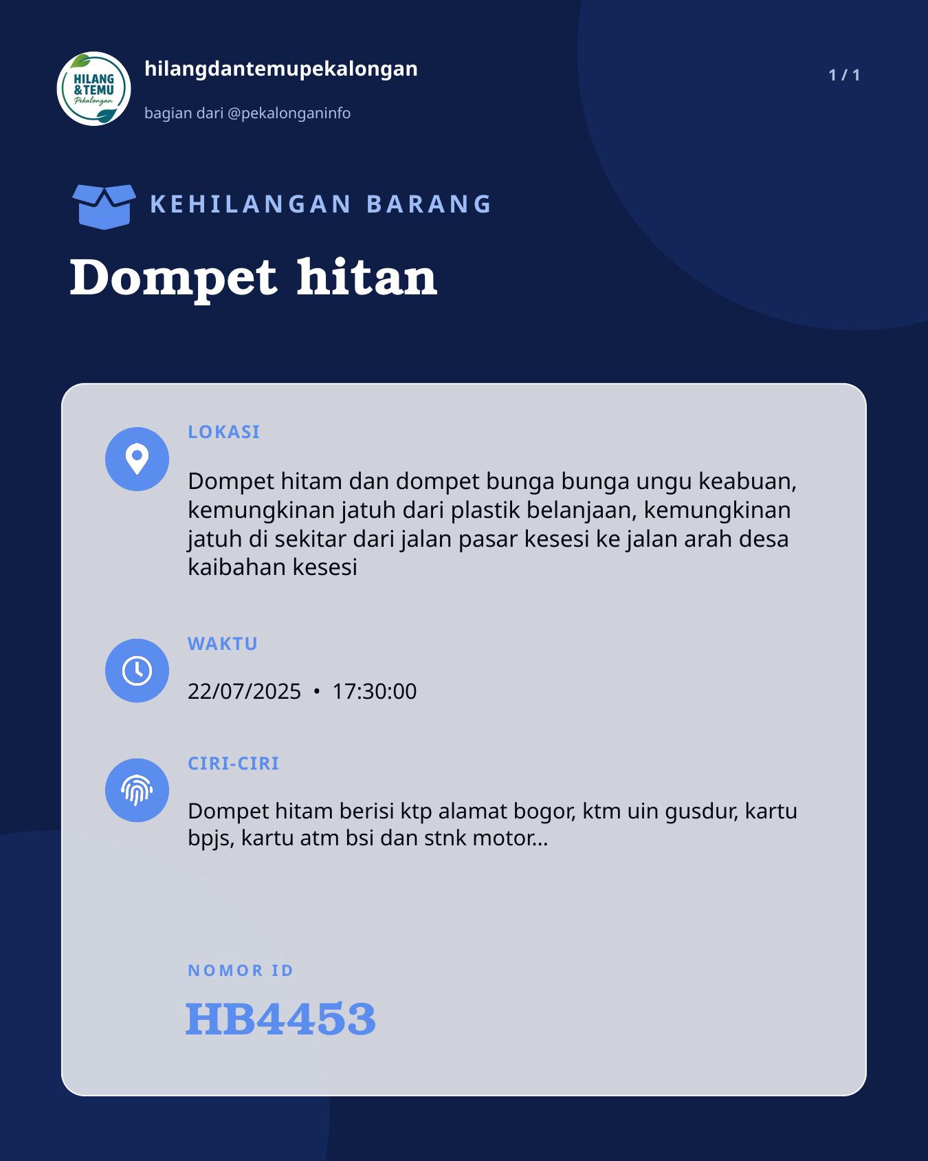 Slide laporan Dompet hitan (HB4453)