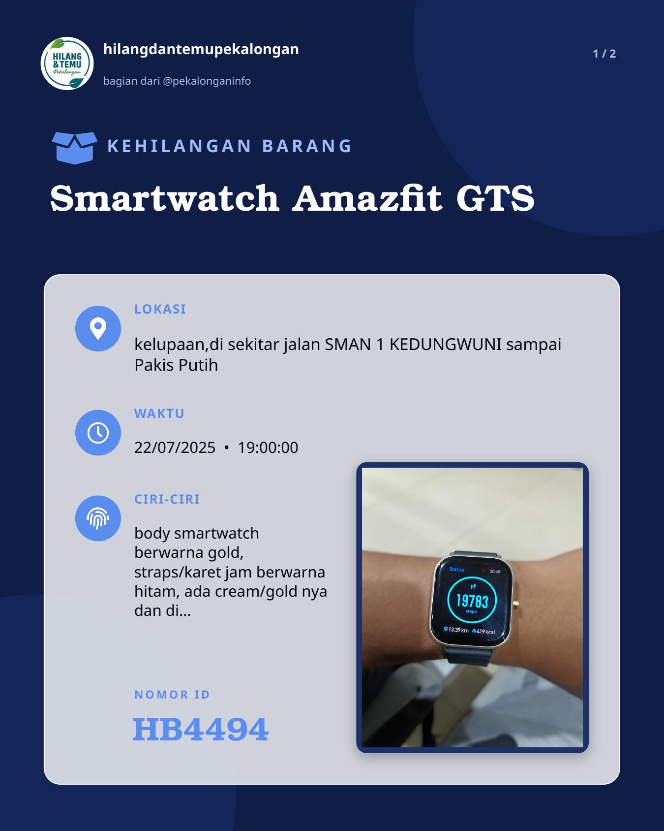 Slide 1 laporan Smartwatch Amazfit GTS