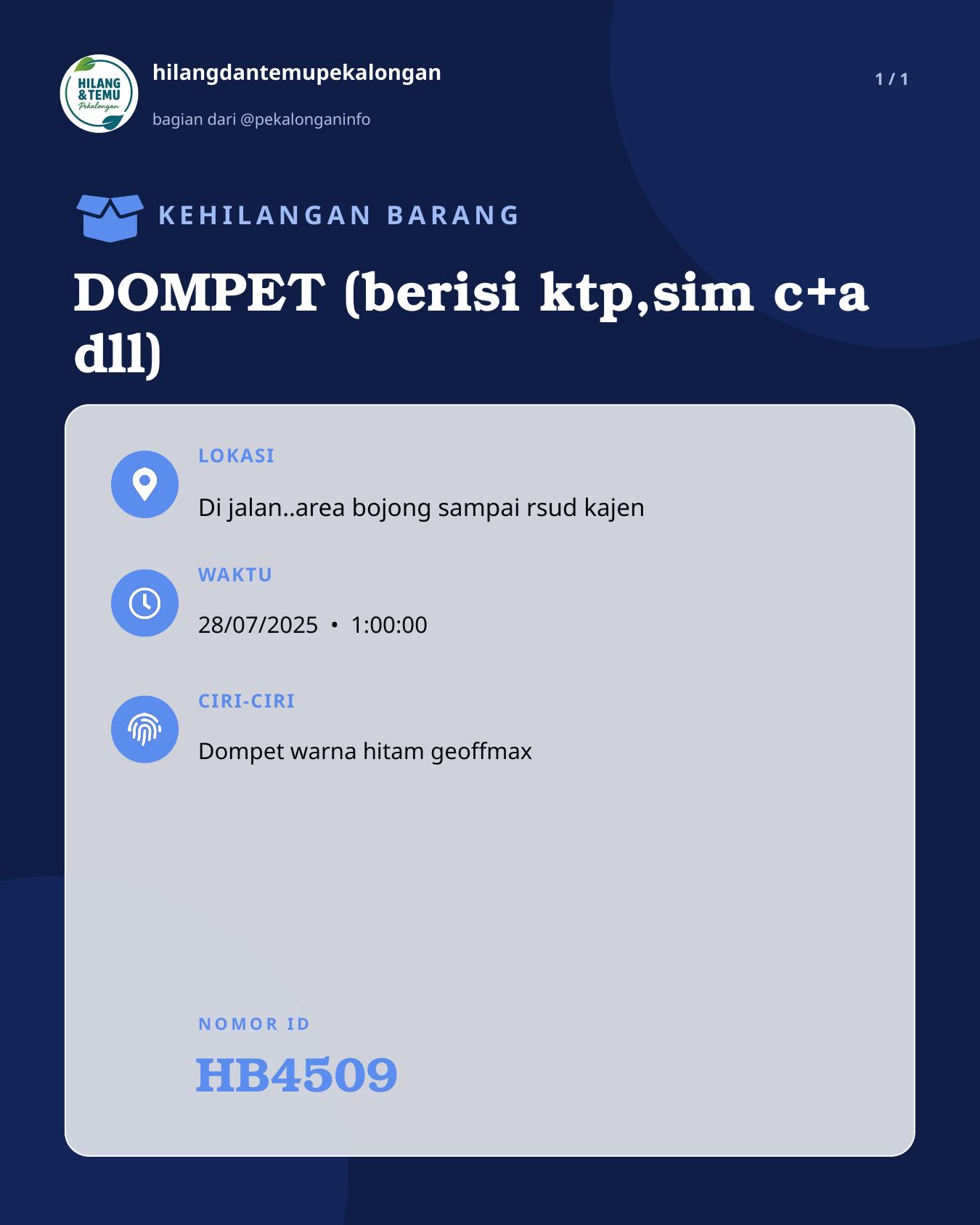 Slide laporan DOMPET (berisi ktp,sim c+a dll) (HB4509)