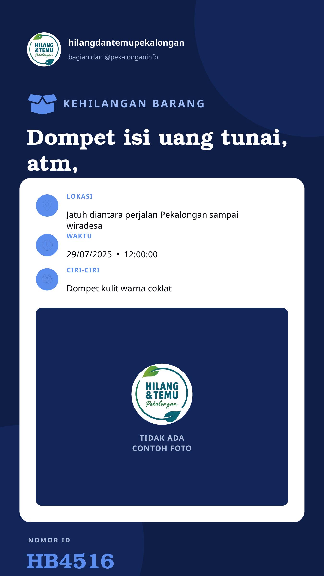 Story 9:16 laporan Dompet isi uang tunai, atm, ktp, sim A, sim C