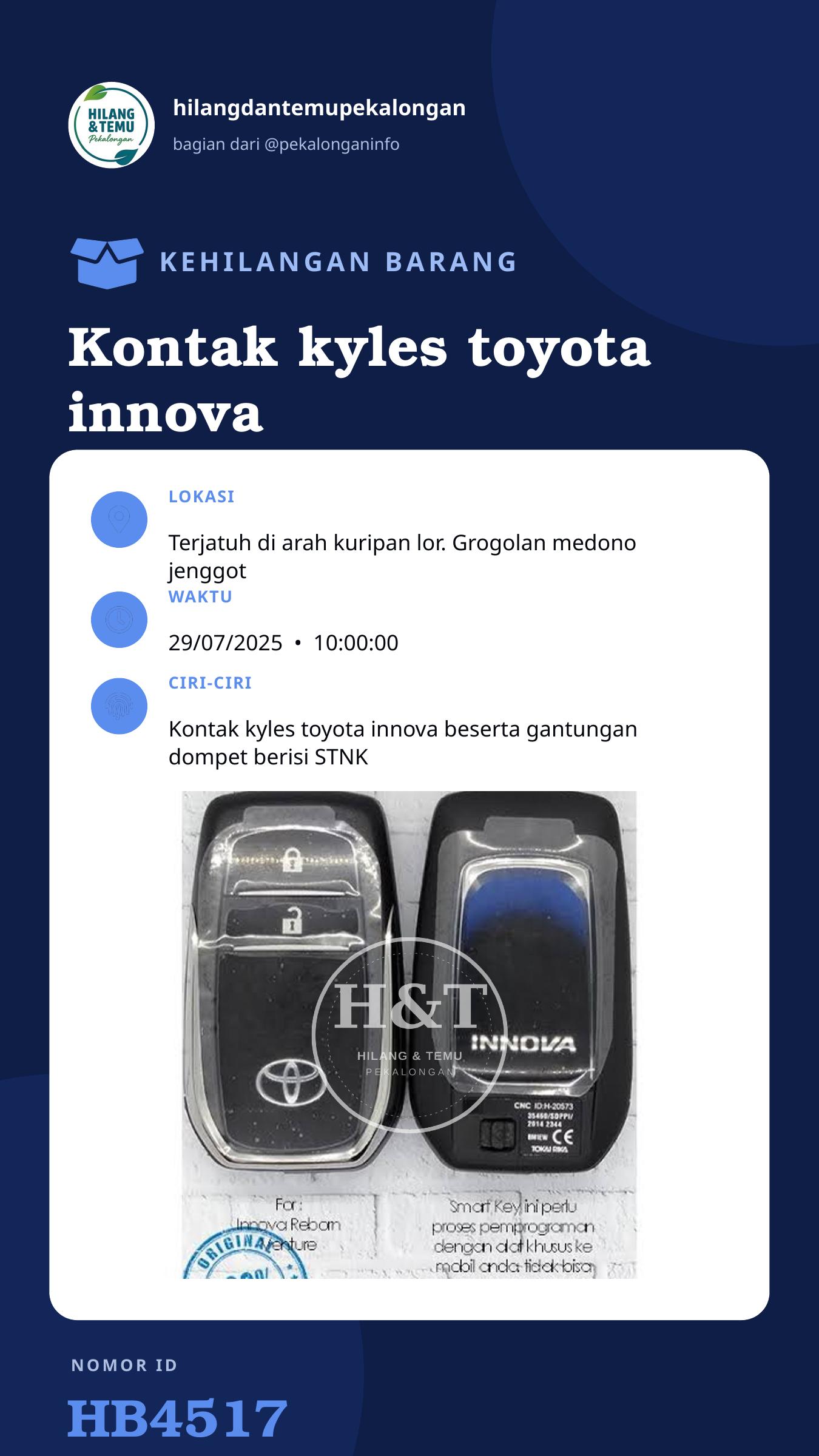 Story 9:16 laporan Kontak kyles toyota innova beserta bandul dompet yang di dalamnya berisi STNK
