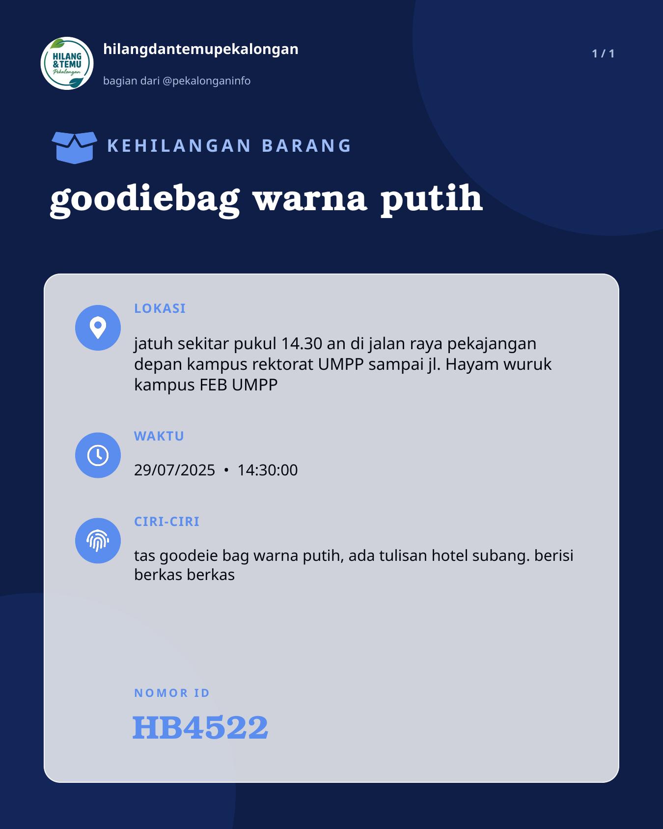 Slide laporan goodiebag warna putih (HB4522)