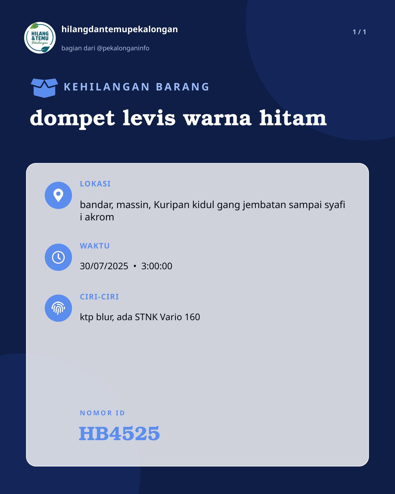 Slide laporan dompet levis warna hitam (HB4525)