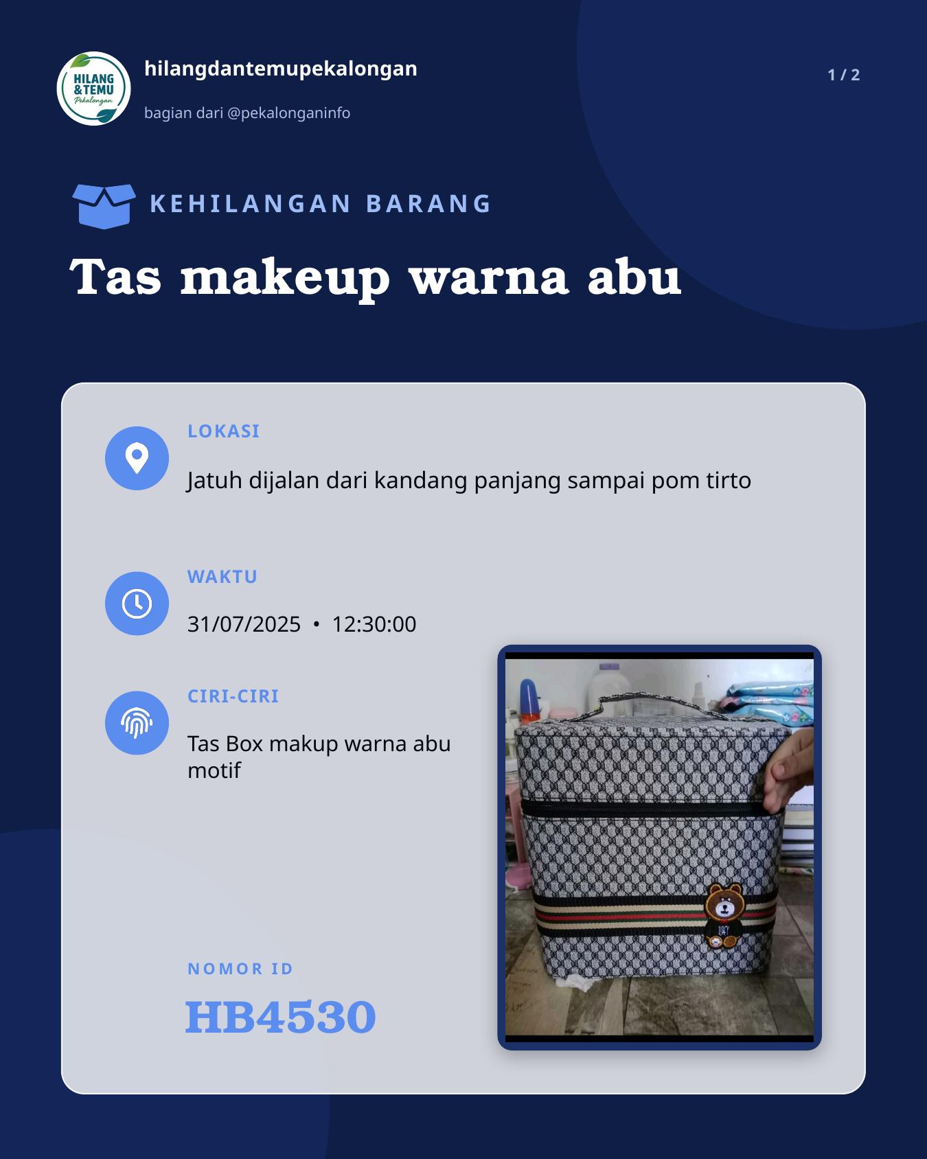 Slide 1 laporan Tas makeup warna abu