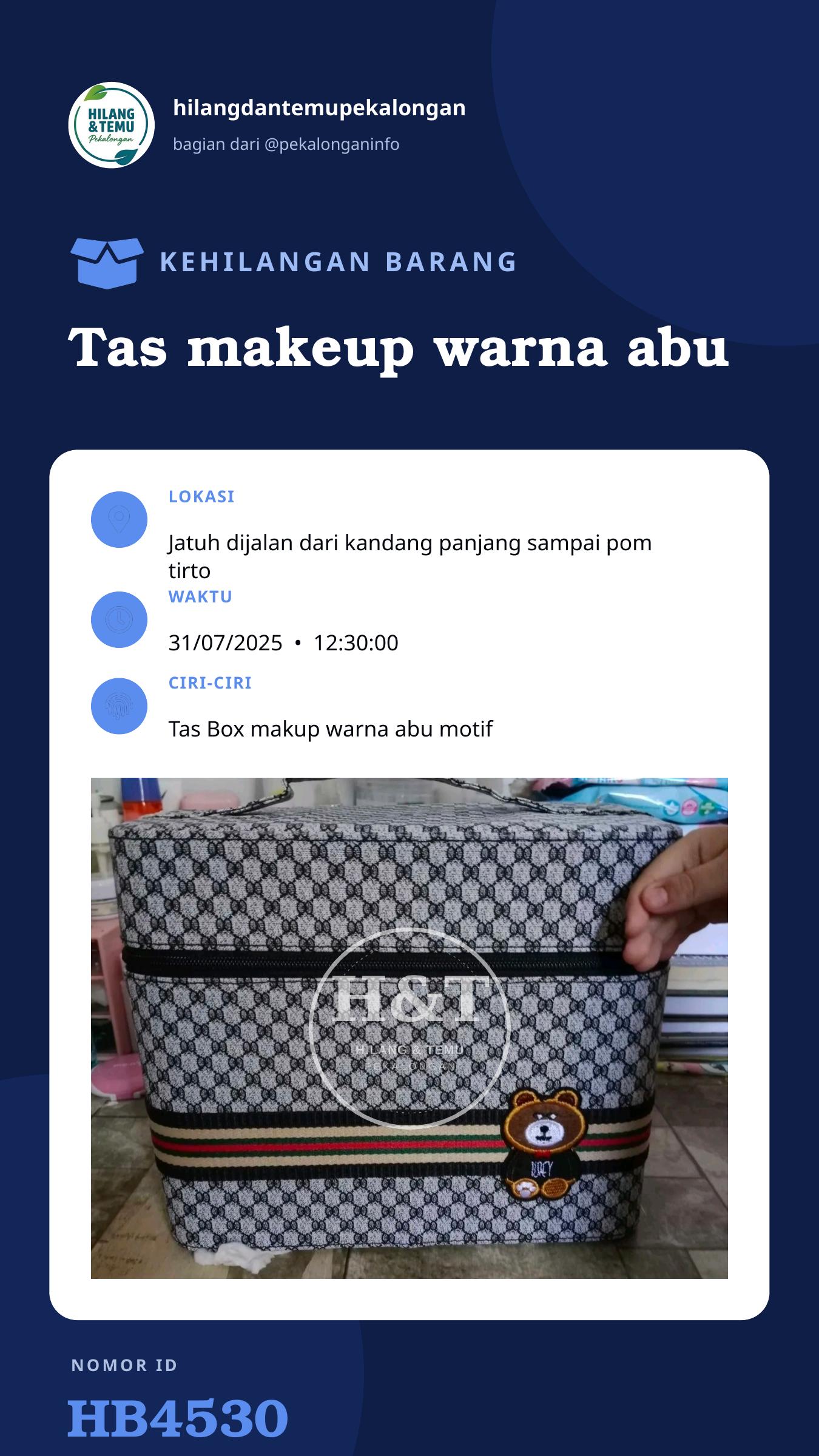 Story 9:16 laporan Tas makeup warna abu