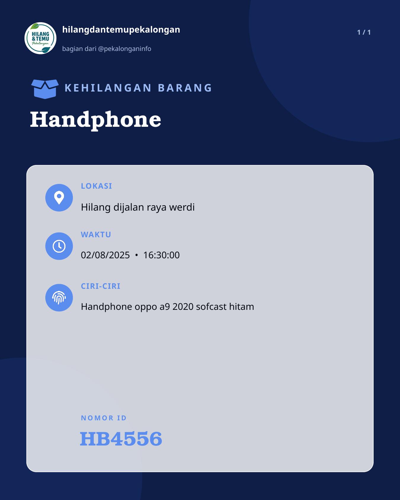 Slide laporan Handphone (HB4556)