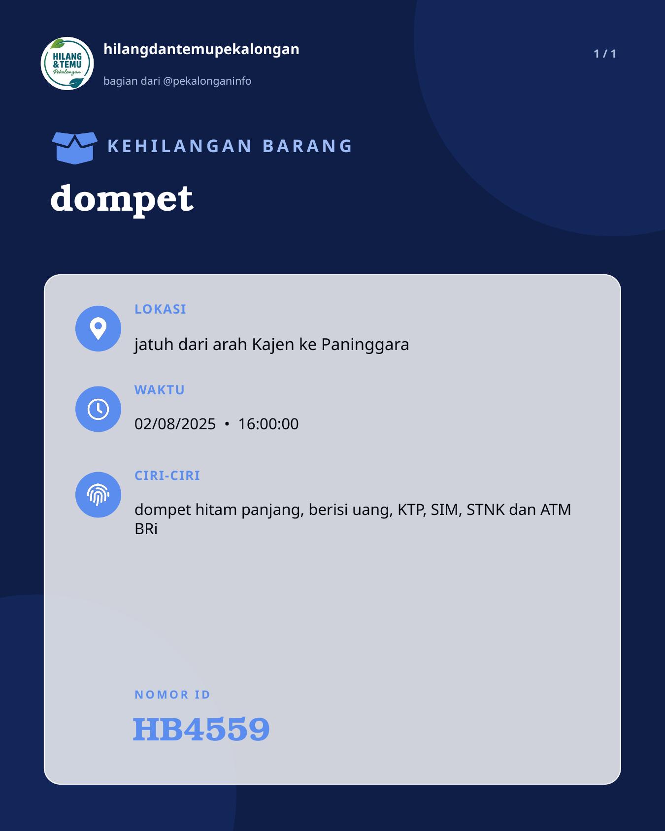 Slide laporan dompet (HB4559)