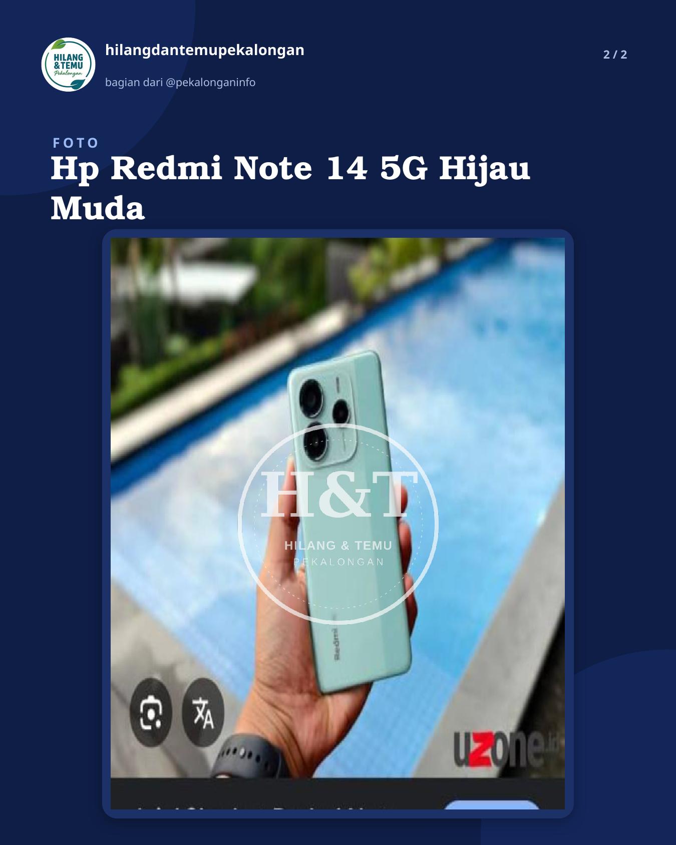 Slide 2 laporan Hp Redmi Note 14 5G Hijau Muda