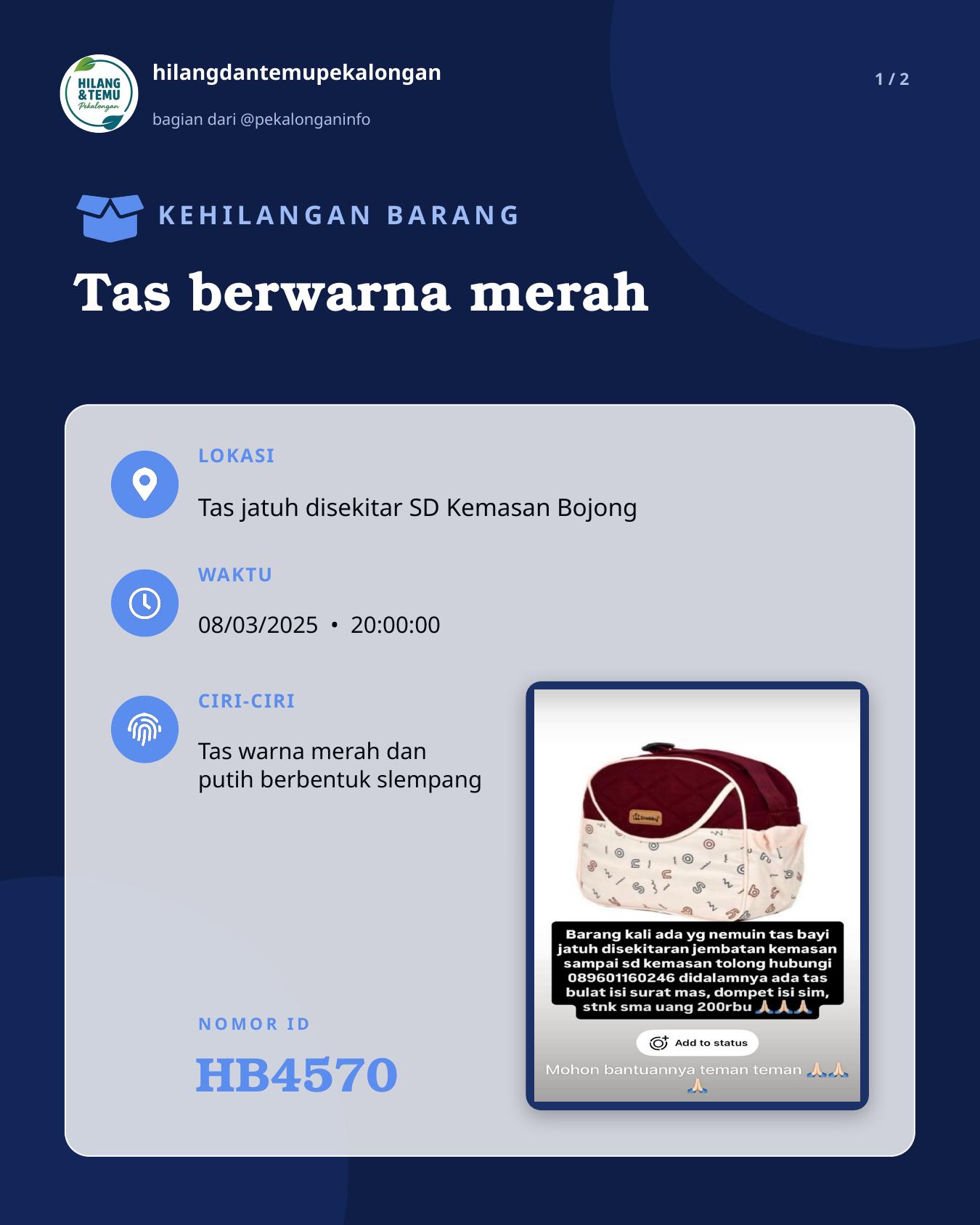Slide 1 laporan Tas berwarna merah