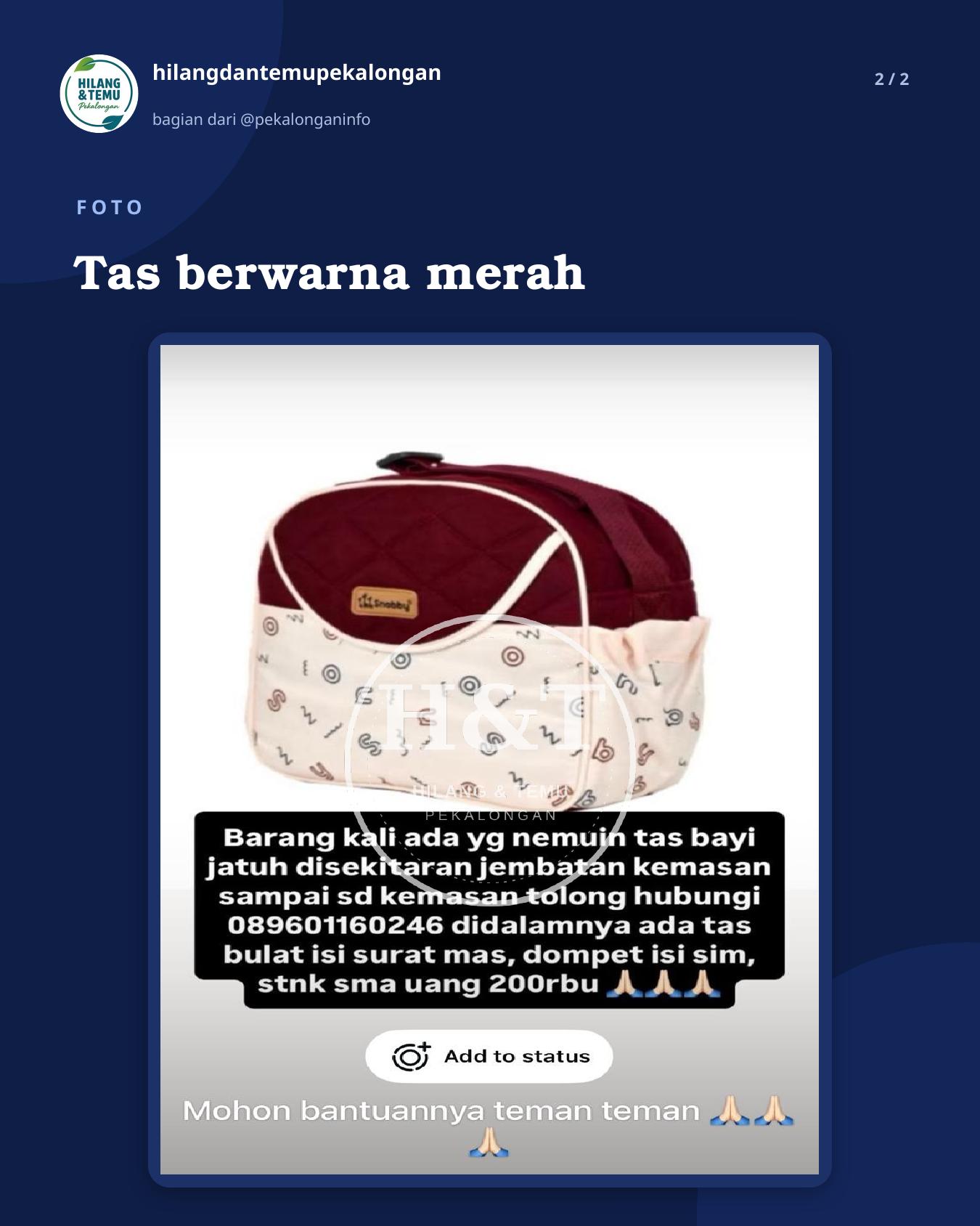 Slide 2 laporan Tas berwarna merah