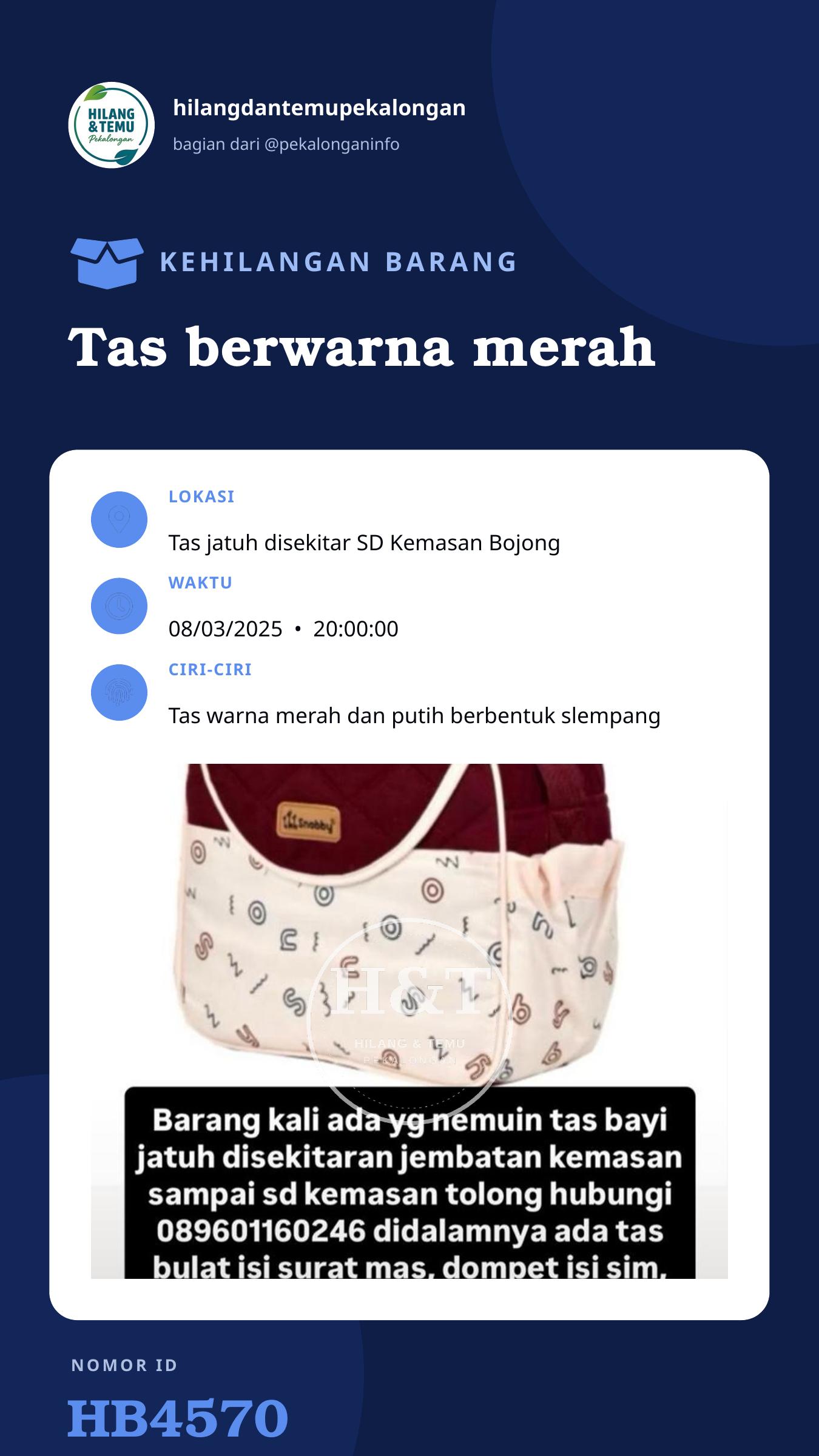 Story 9:16 laporan Tas berwarna merah