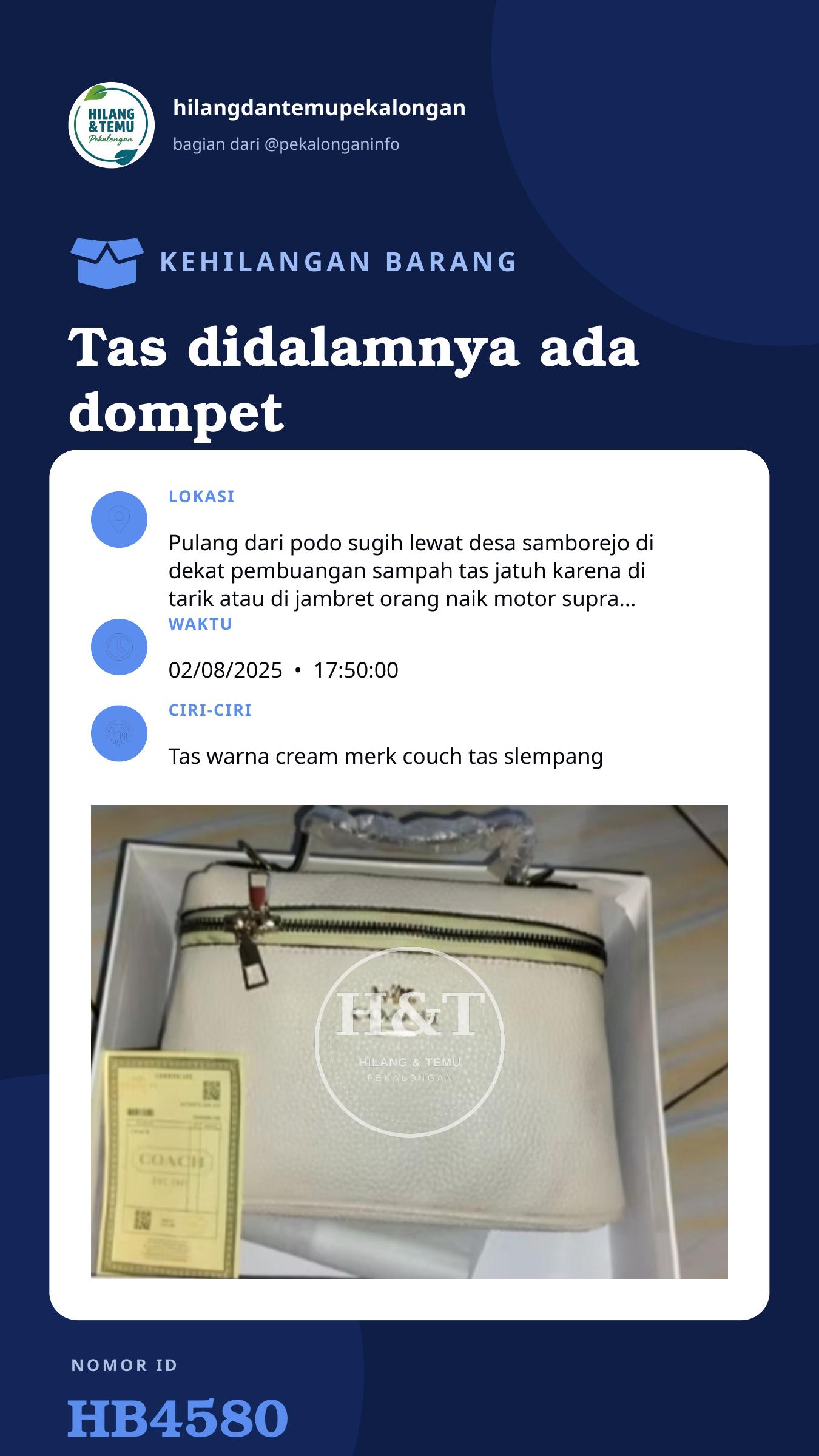 Story 9:16 laporan Tas didalamnya ada dompet