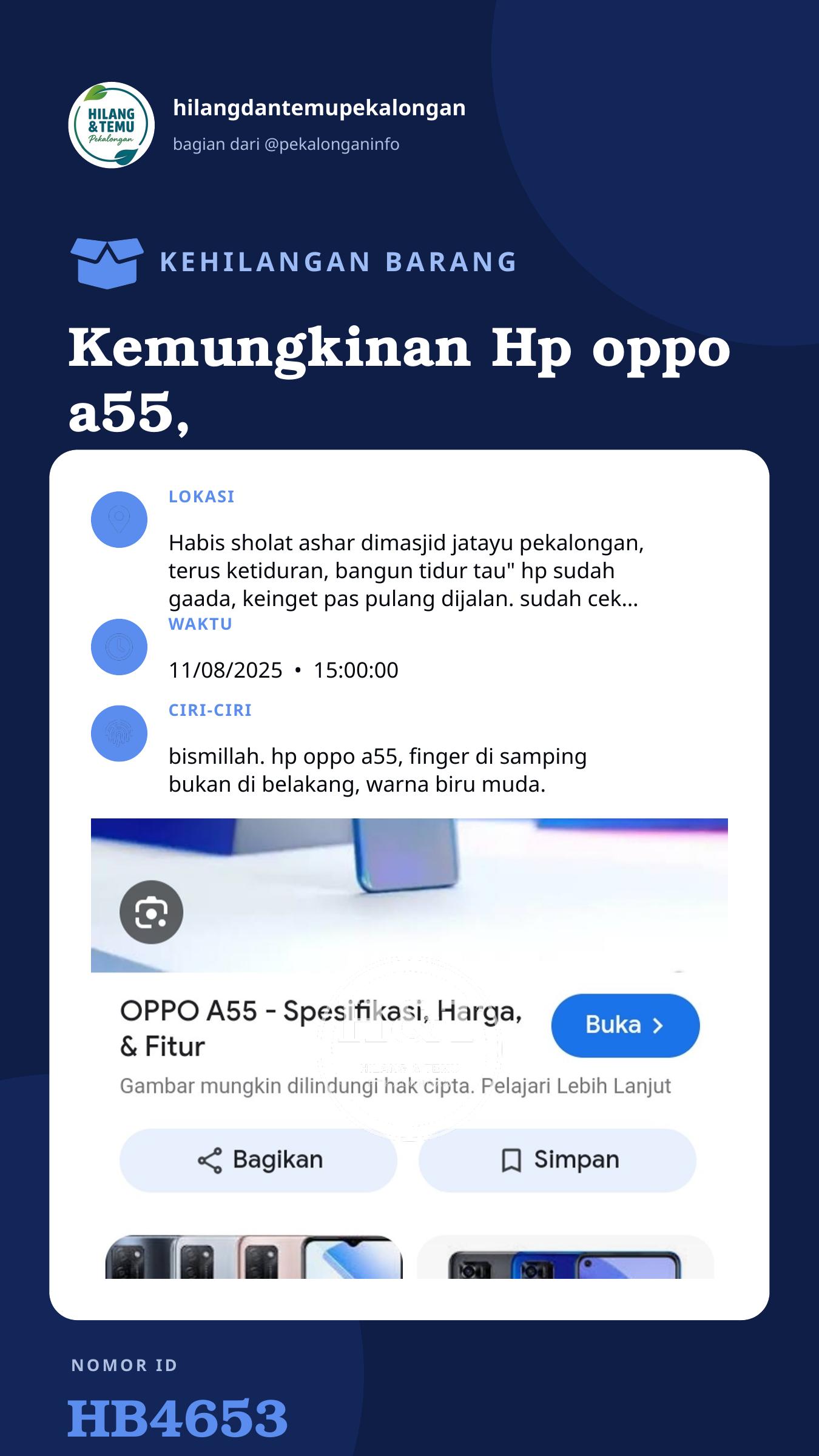 Story 9:16 laporan Kemungkinan Hp oppo a55, soalnya yg punya lupa serinya (udah agak tua umur 50an)
