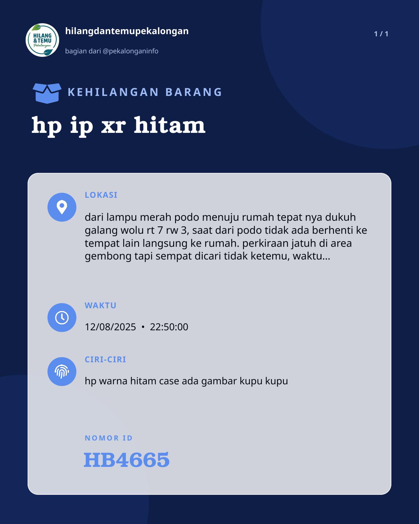 Slide laporan hp ip xr hitam (HB4665)