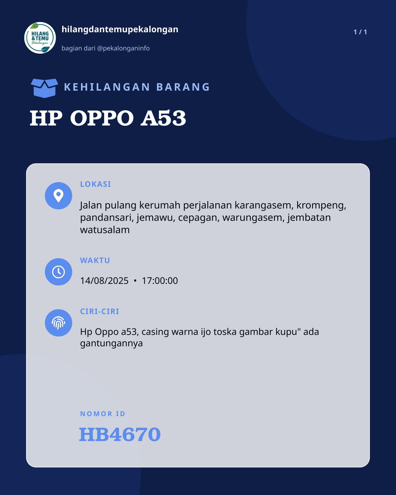 Slide laporan HP OPPO A53 (HB4670)