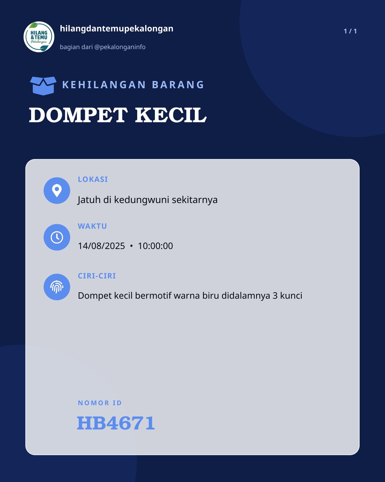 Slide laporan DOMPET KECIL (HB4671)