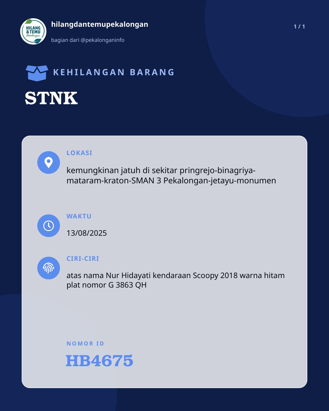 Slide laporan STNK (HB4675)