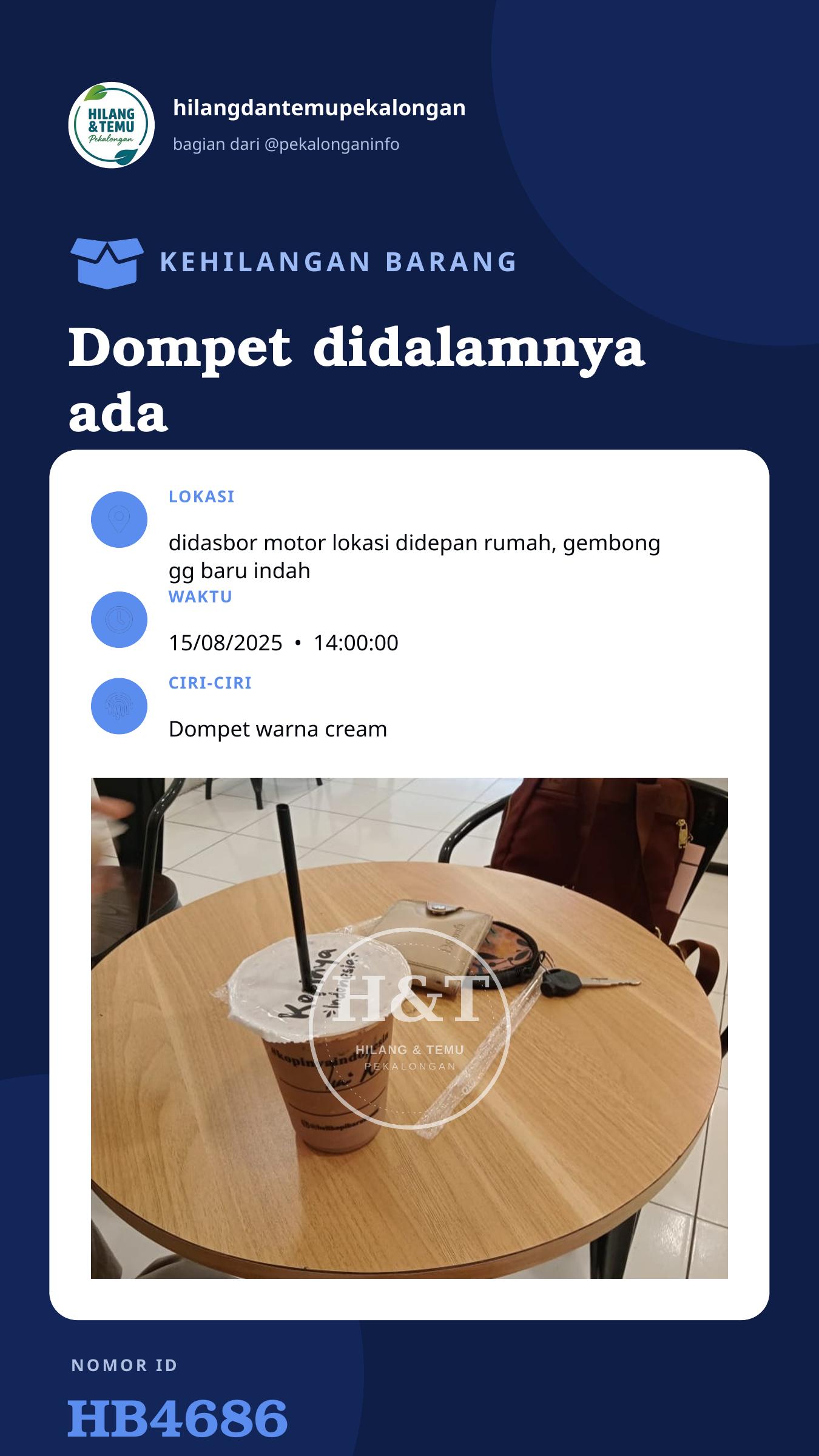 Story 9:16 laporan Dompet didalamnya ada ktp,ktm,atm,kartu vaksin,uang,dan foto