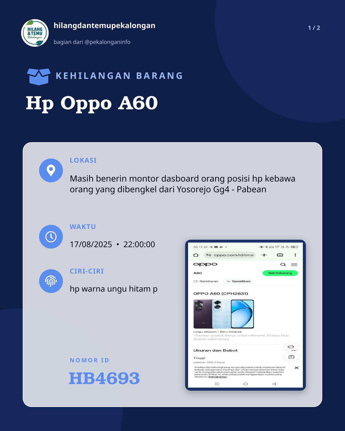 Slide 1 laporan Hp Oppo A60