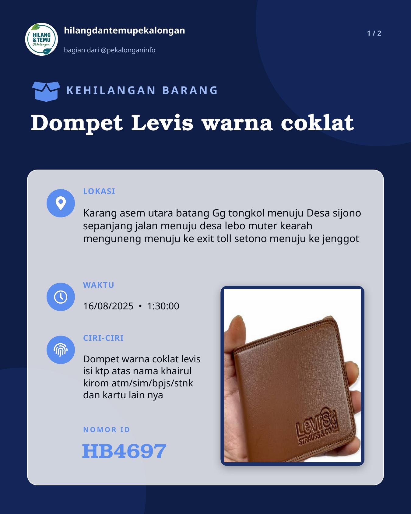 Slide 1 laporan Dompet Levis warna coklat