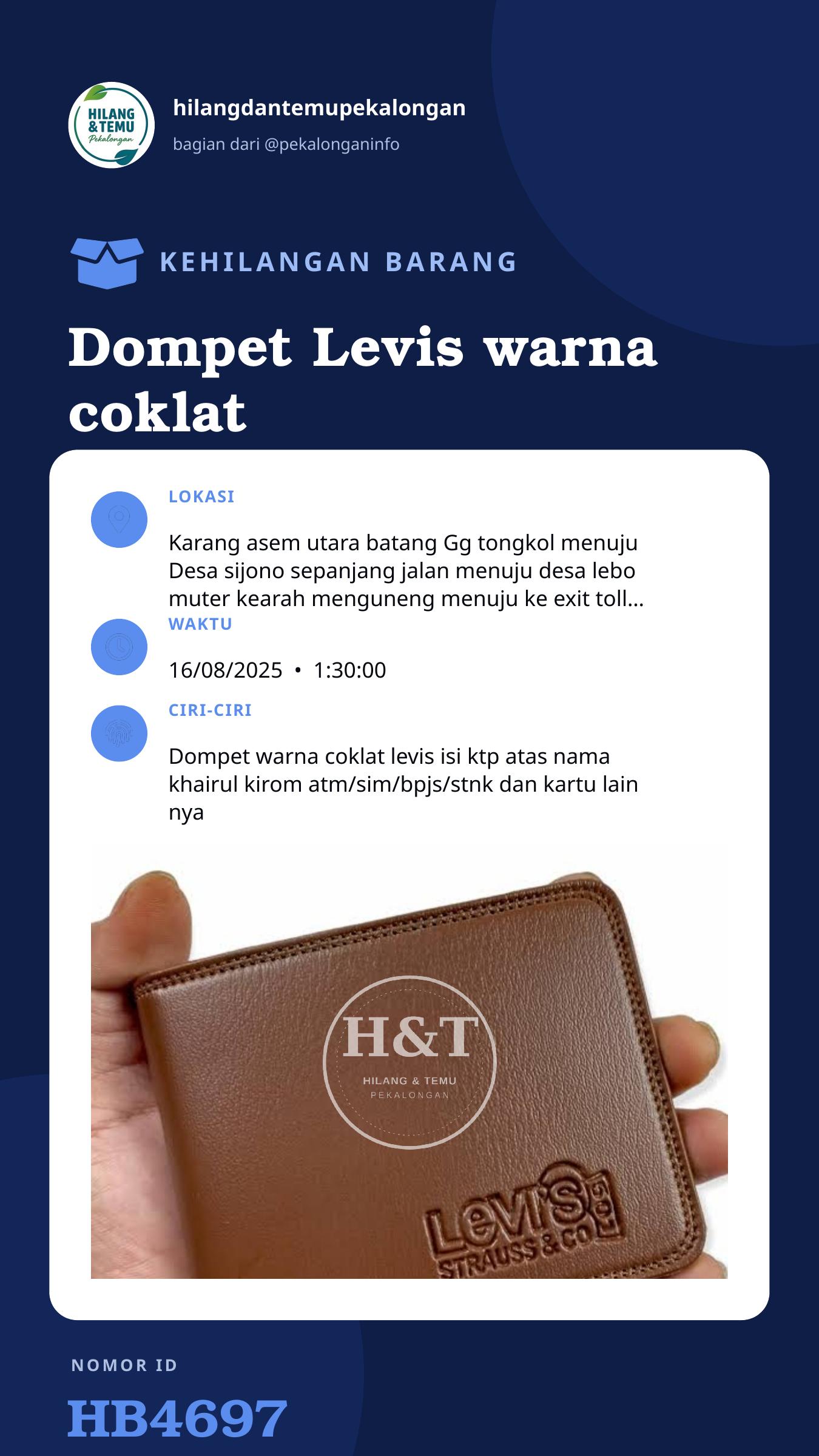 Story 9:16 laporan Dompet Levis warna coklat