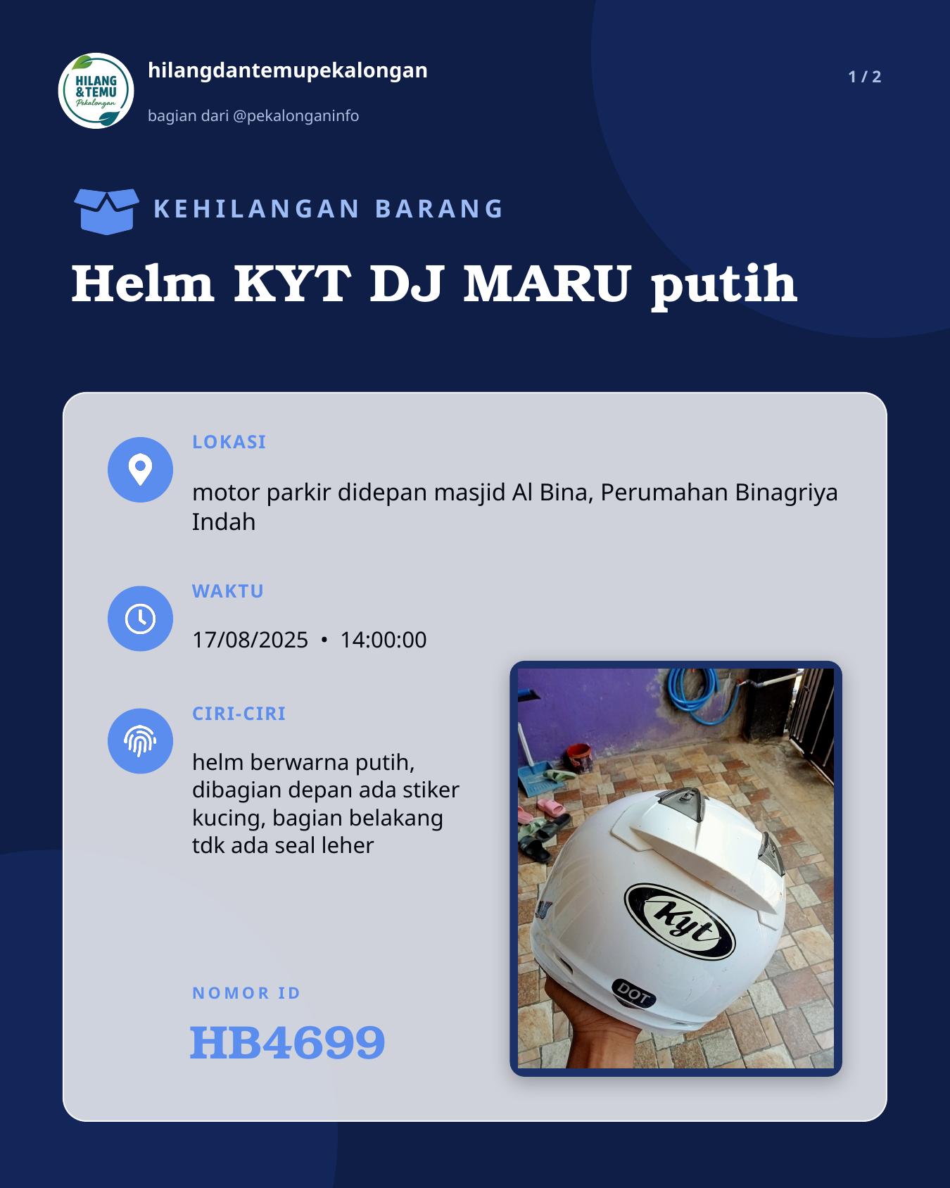 Slide 1 laporan Helm KYT DJ MARU putih