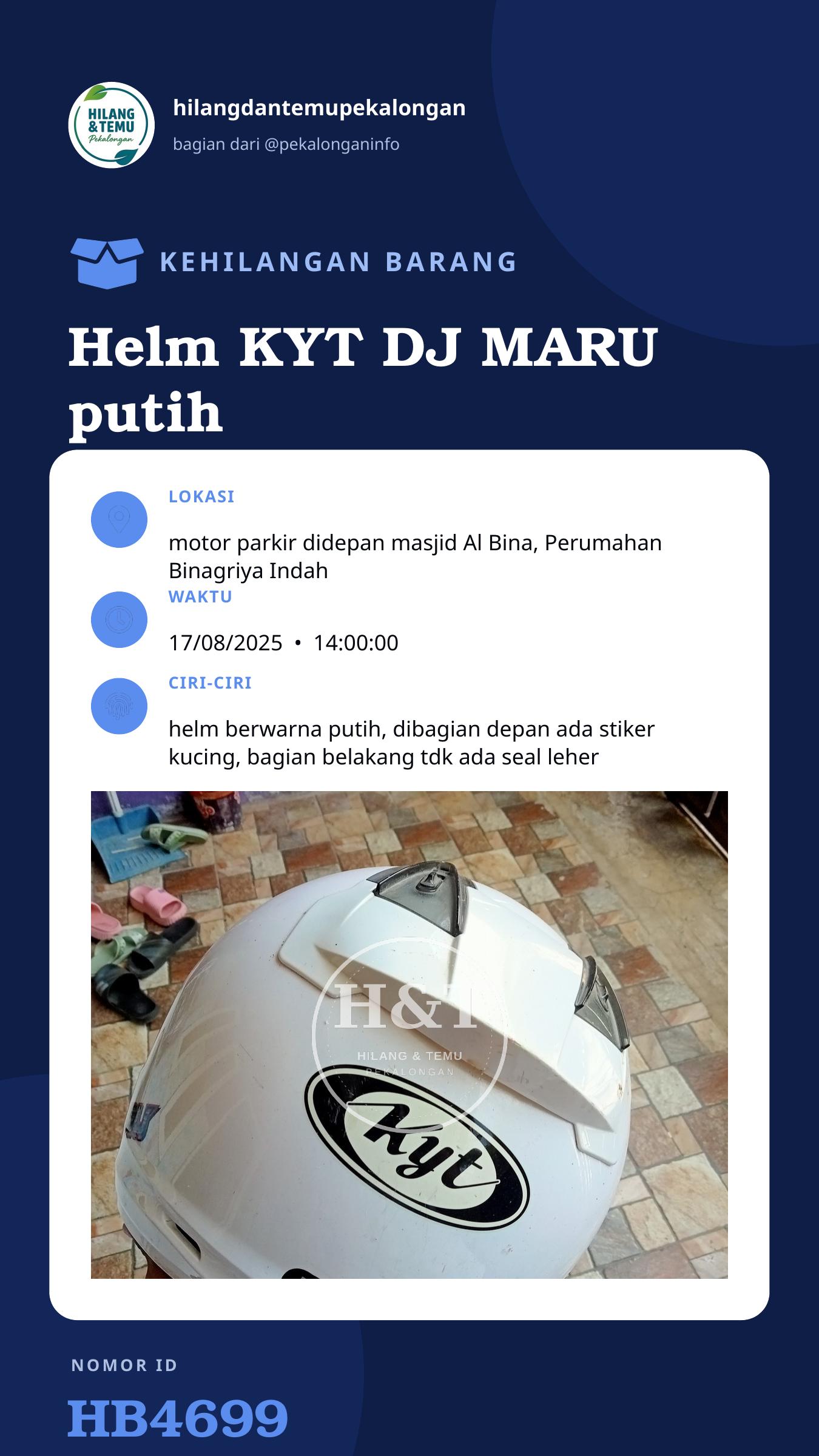 Story 9:16 laporan Helm KYT DJ MARU putih