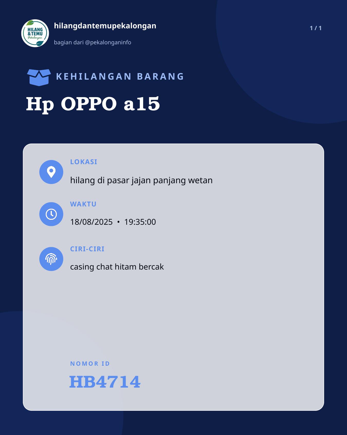 Slide laporan Hp OPPO a15 (HB4714)
