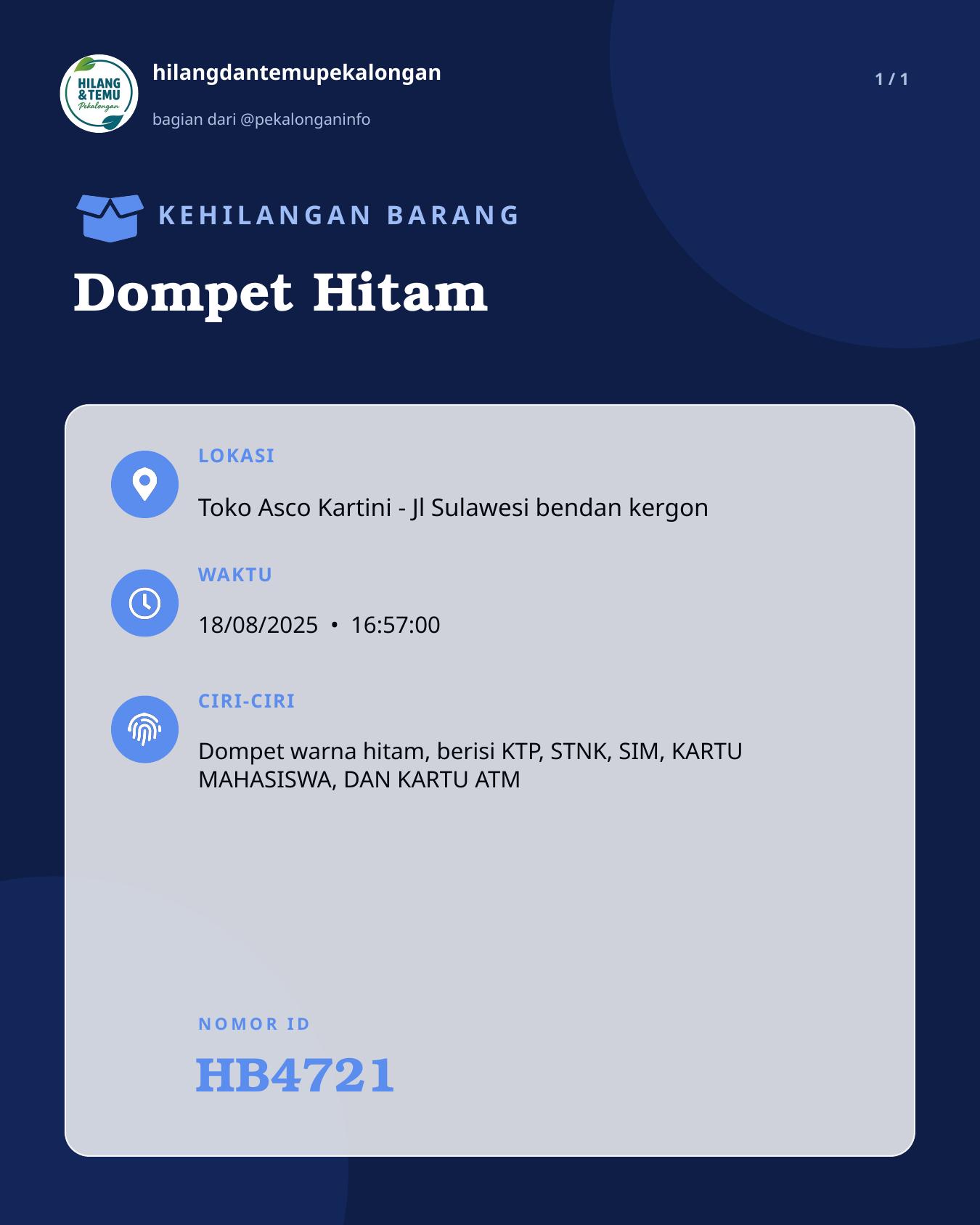 Slide laporan Dompet Hitam (HB4721)