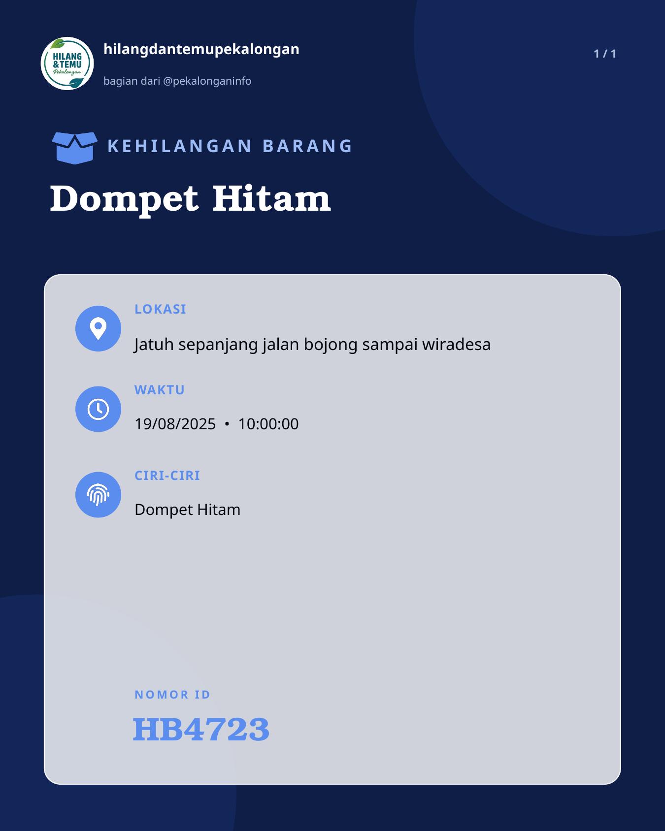 Slide laporan Dompet Hitam (HB4723)