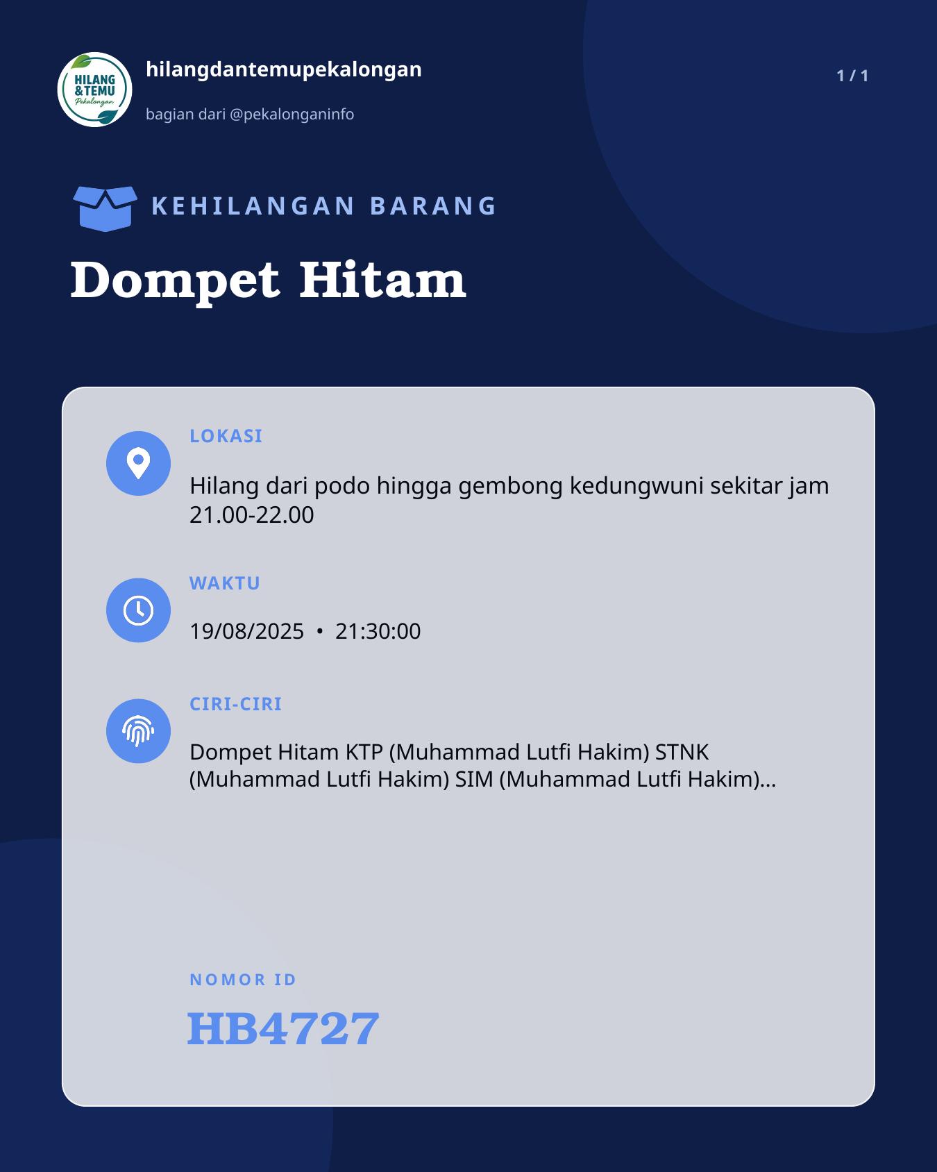 Slide laporan Dompet Hitam (HB4727)