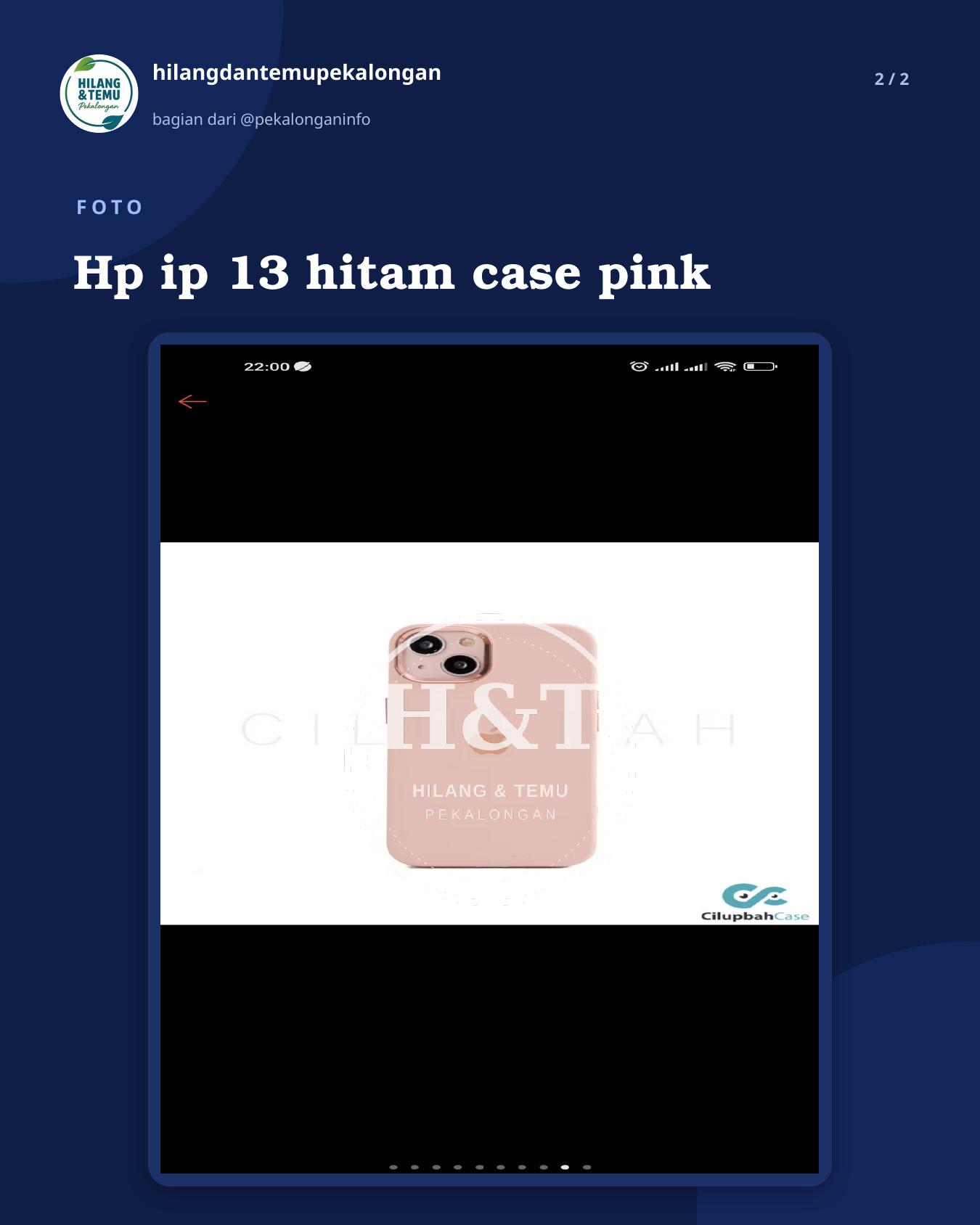 Slide 2 laporan Hp ip 13 hitam case pink