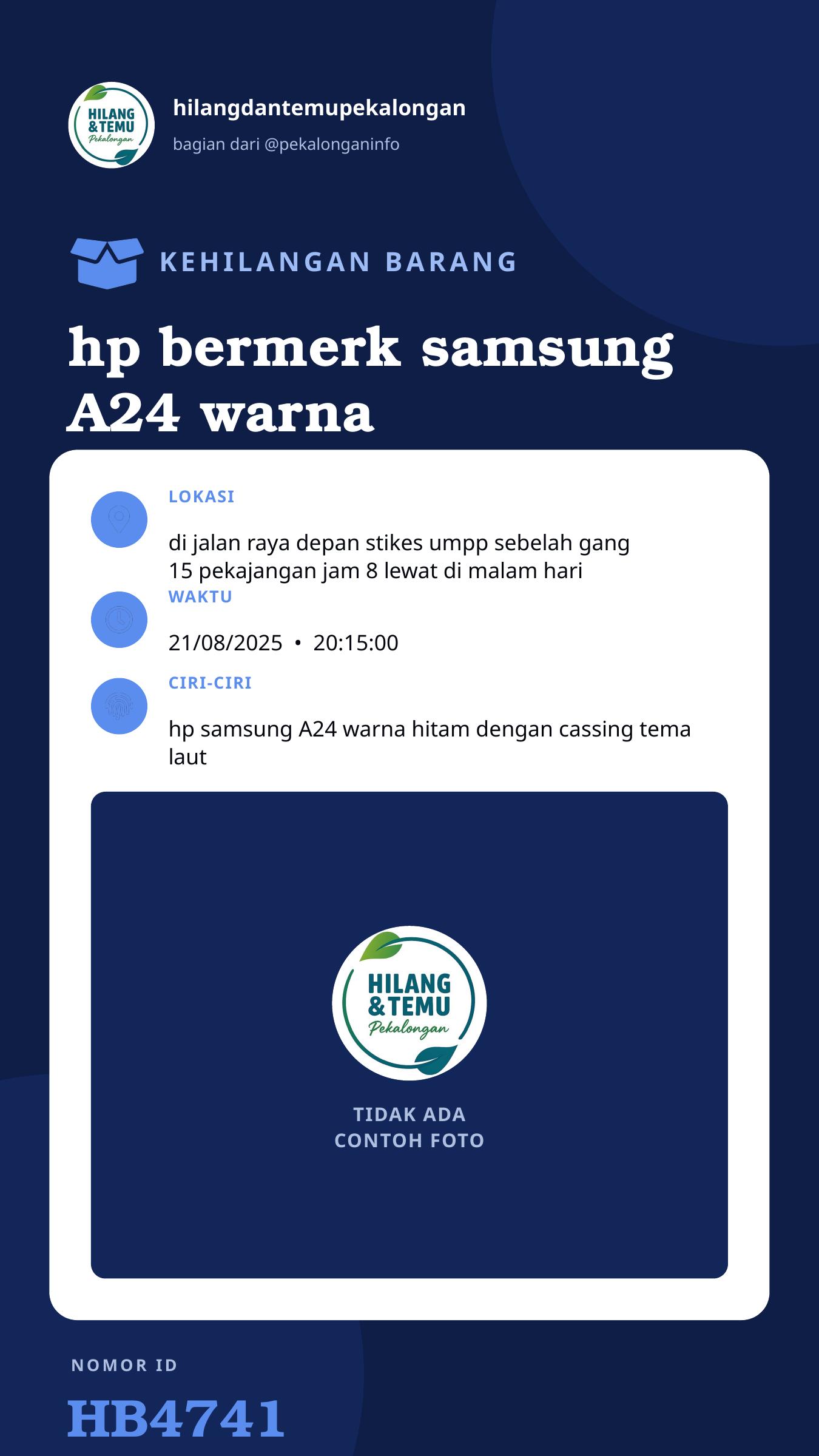 Story 9:16 laporan hp bermerk samsung A24 warna hitam cassing laut