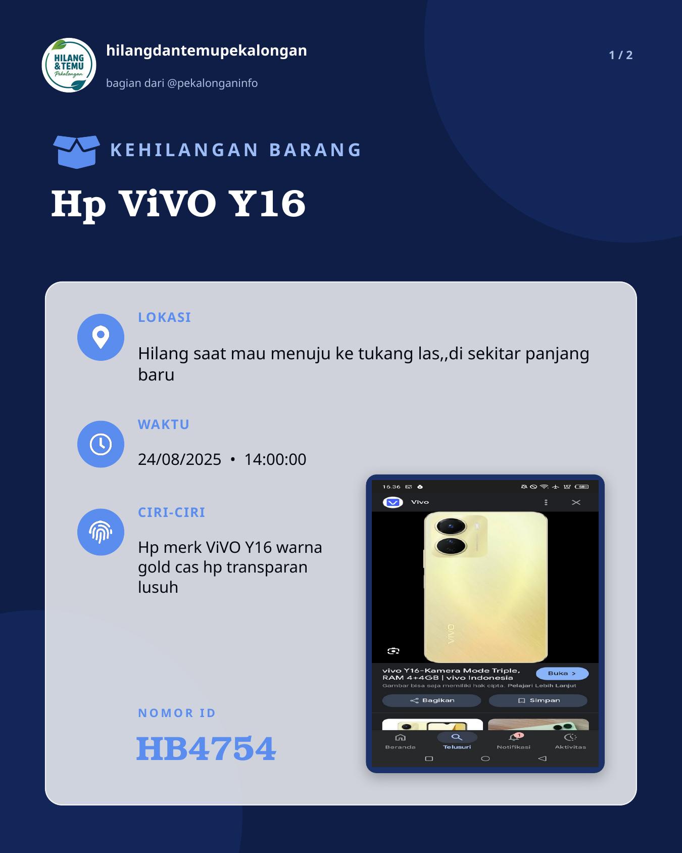 Slide 1 laporan Hp ViVO Y16