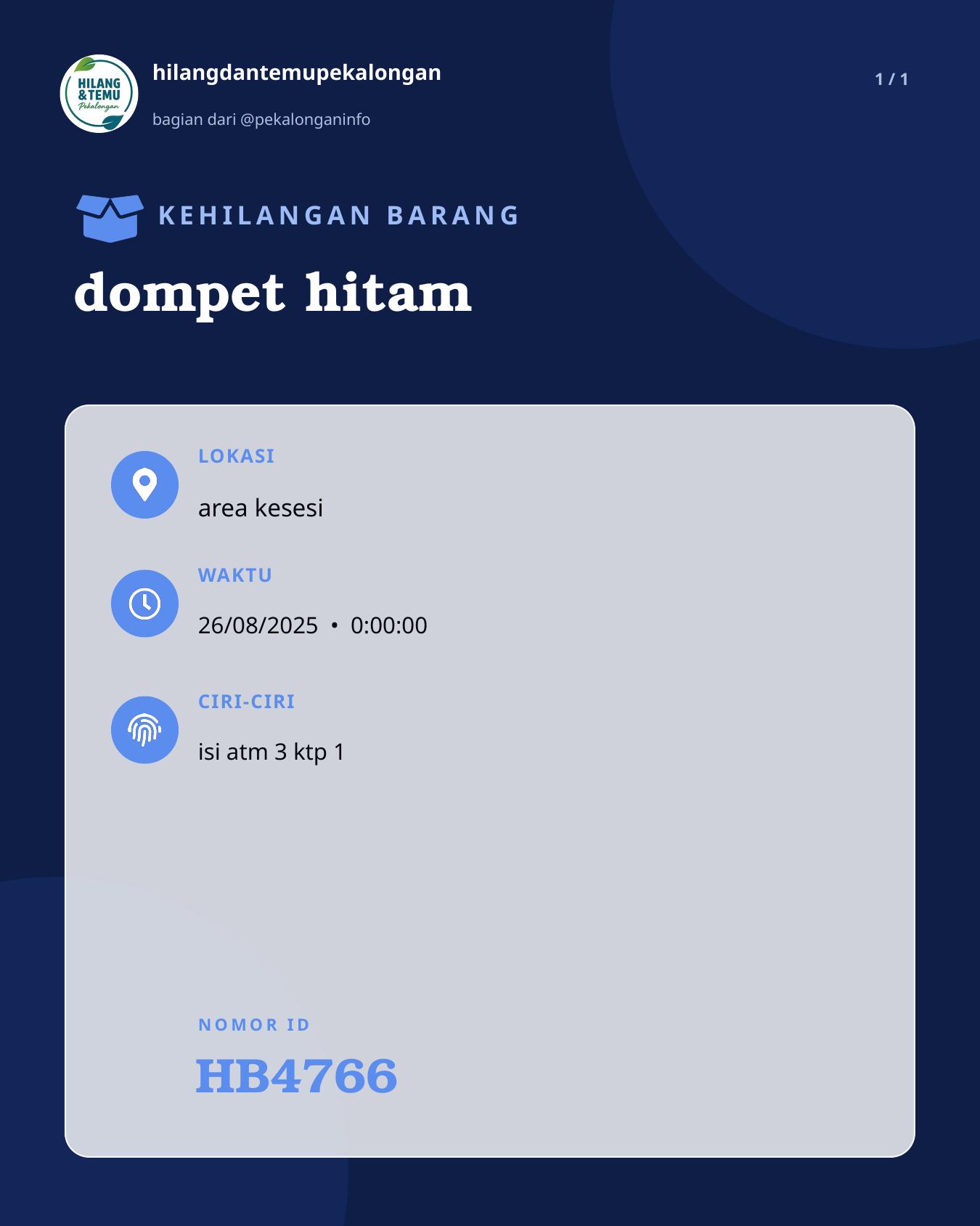 Slide laporan dompet hitam (HB4766)
